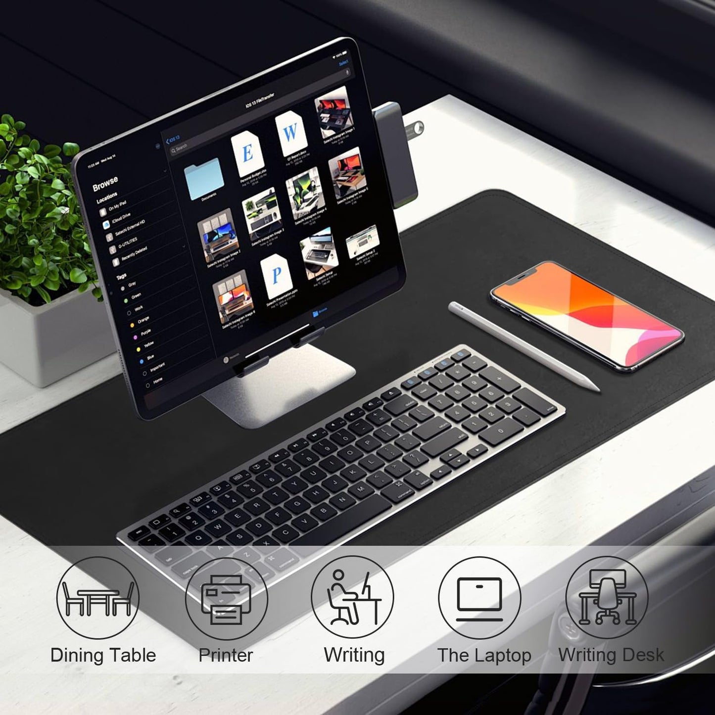 Leather Desk Pad Protector, 39.4'' X 17'' Large Mouse Pad, Office Desk Mat, Non-Slip PU Leather & Suede Base Desk Blotter, Laptop Desk Pad, Desktop Mat for Office Home, Black