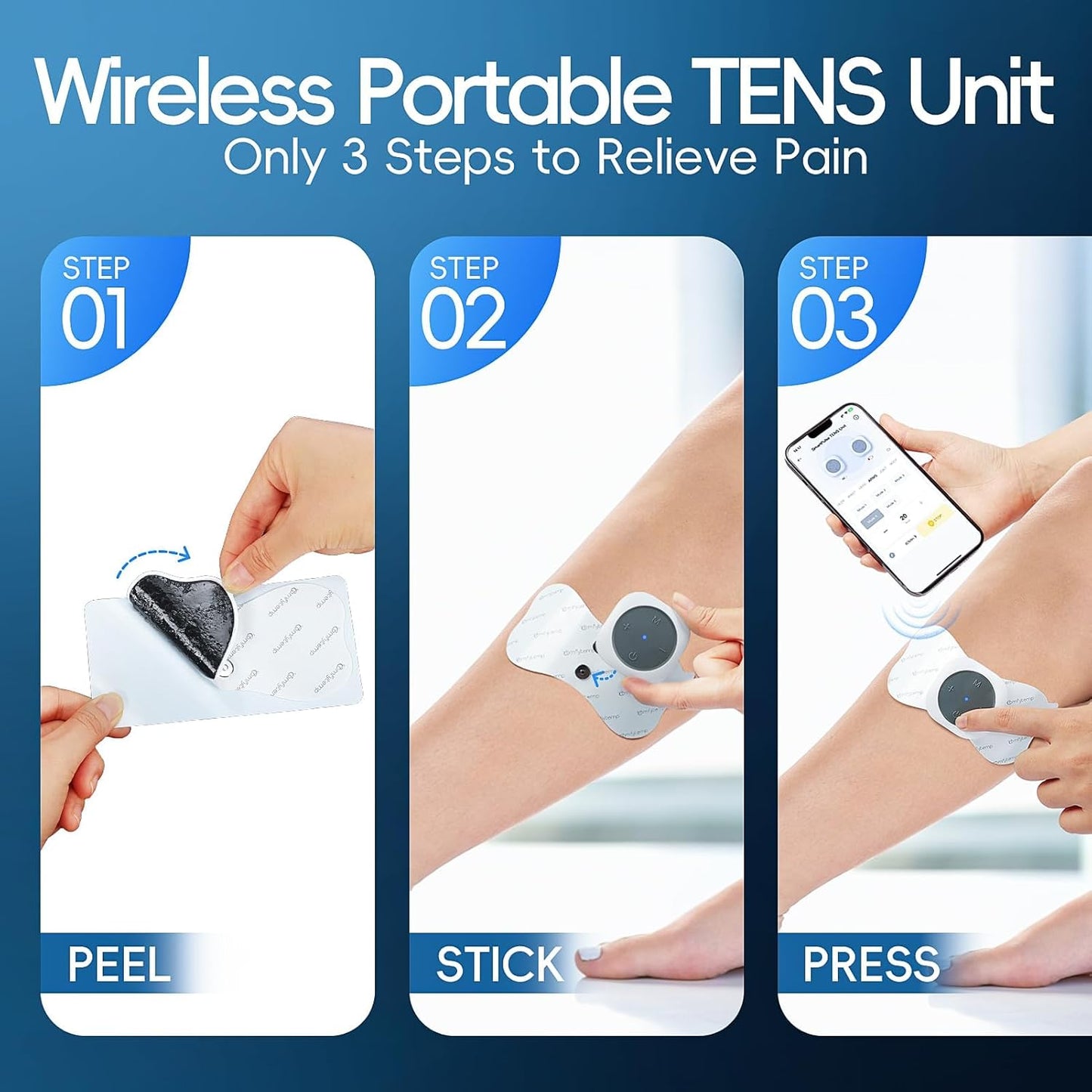Comfytemp Transcutaneous Electrical Nerve Stimulator, Wireless TENS Unit Muscle Stimulator for Pain Relief, Rechargeable Portable TENS Unit Machine with Two Hosts for Back, Shoulder, Waist, Leg, Arm