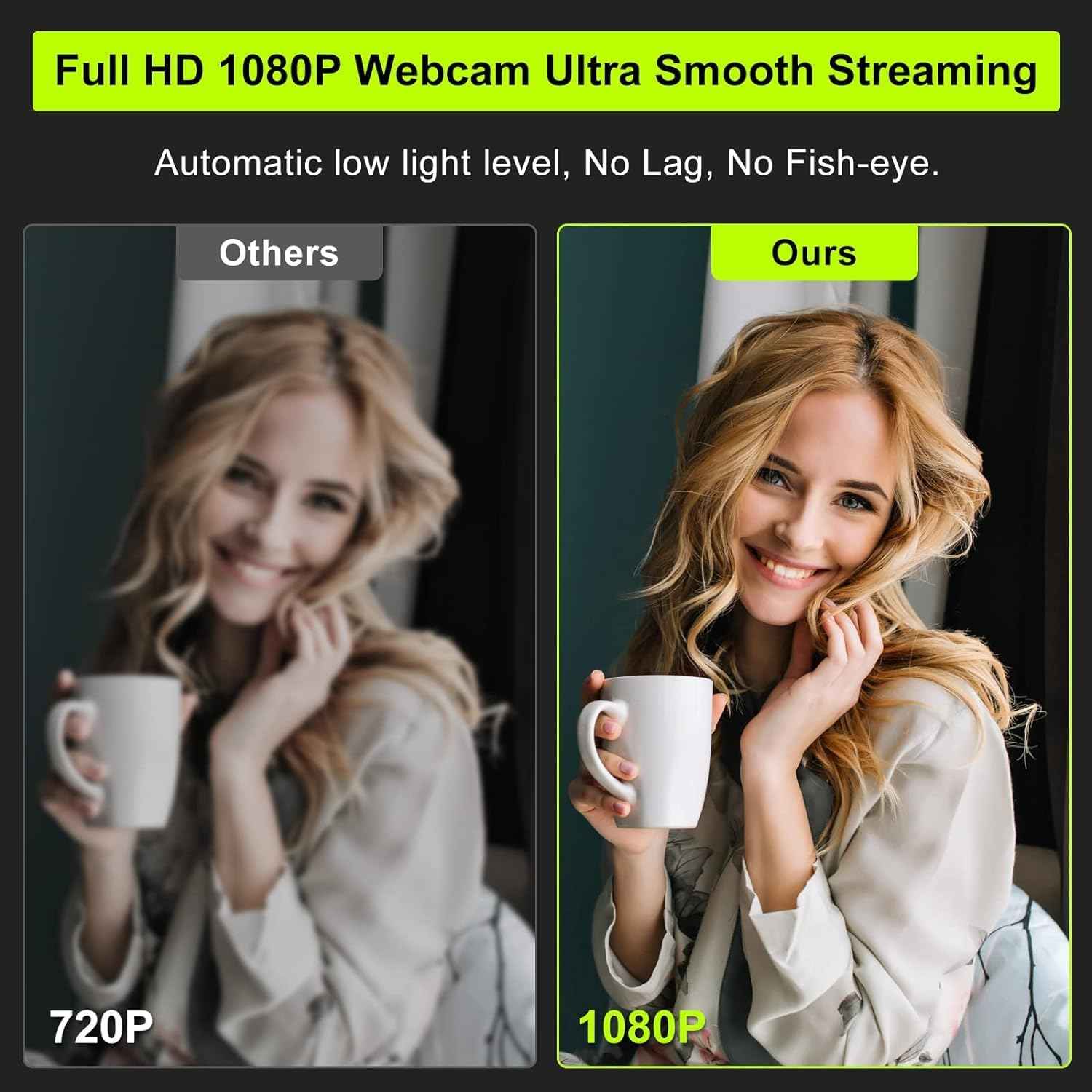 Webcam with Ring Light Microphone - Streaming Web Camera, 1080P Full HD Pro Camera for PC Mac Laptop Desktop, USB Computer Webcam with Privacy Cover and Tripod for Zoom Meeting Skype Teams Twitch