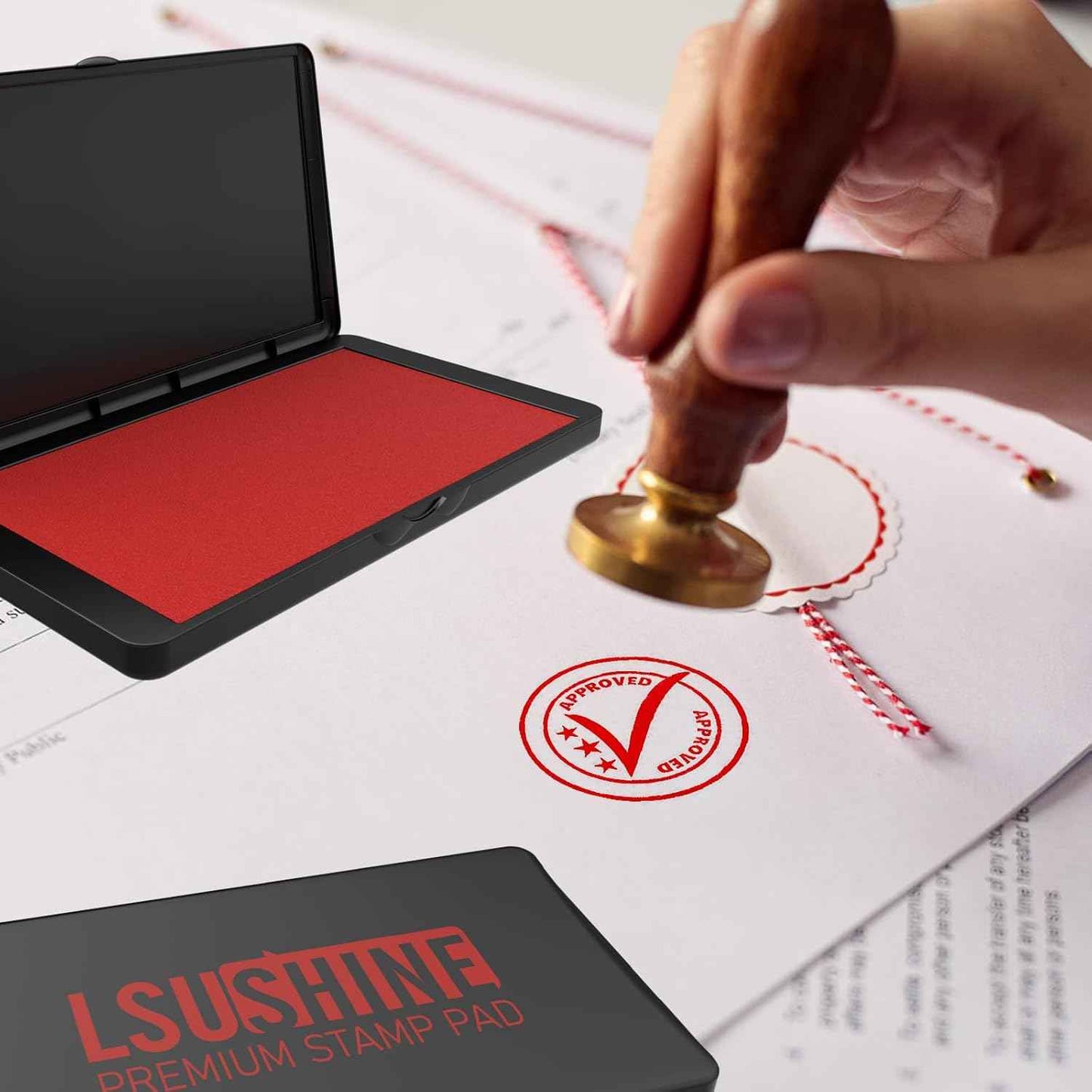 Large Stamp Pad, 6.29 x 3.54 Inch Red Ink Pad Premium Quality Felt Pad Rubber Stamp Ink Pad for Office, Home