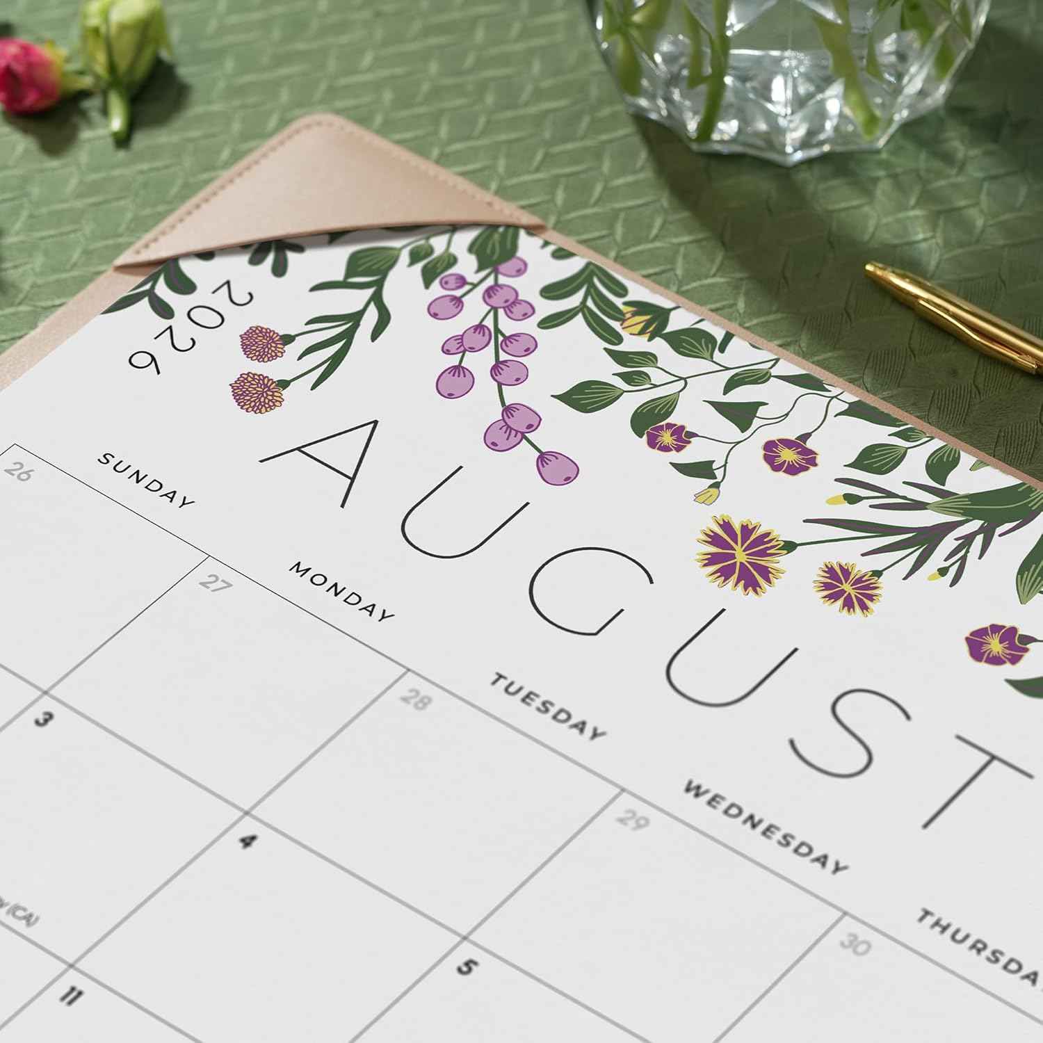 Desk Calendar 2026 with Desktop Mat, Cabbrix Large Desk Pad Calendar 21 x 17 Inch Cover 18 Months Runs From January 2026 to June 2027, Floral Design Calendar 2026 for Home School and Office (Apricot, 21 x 17")