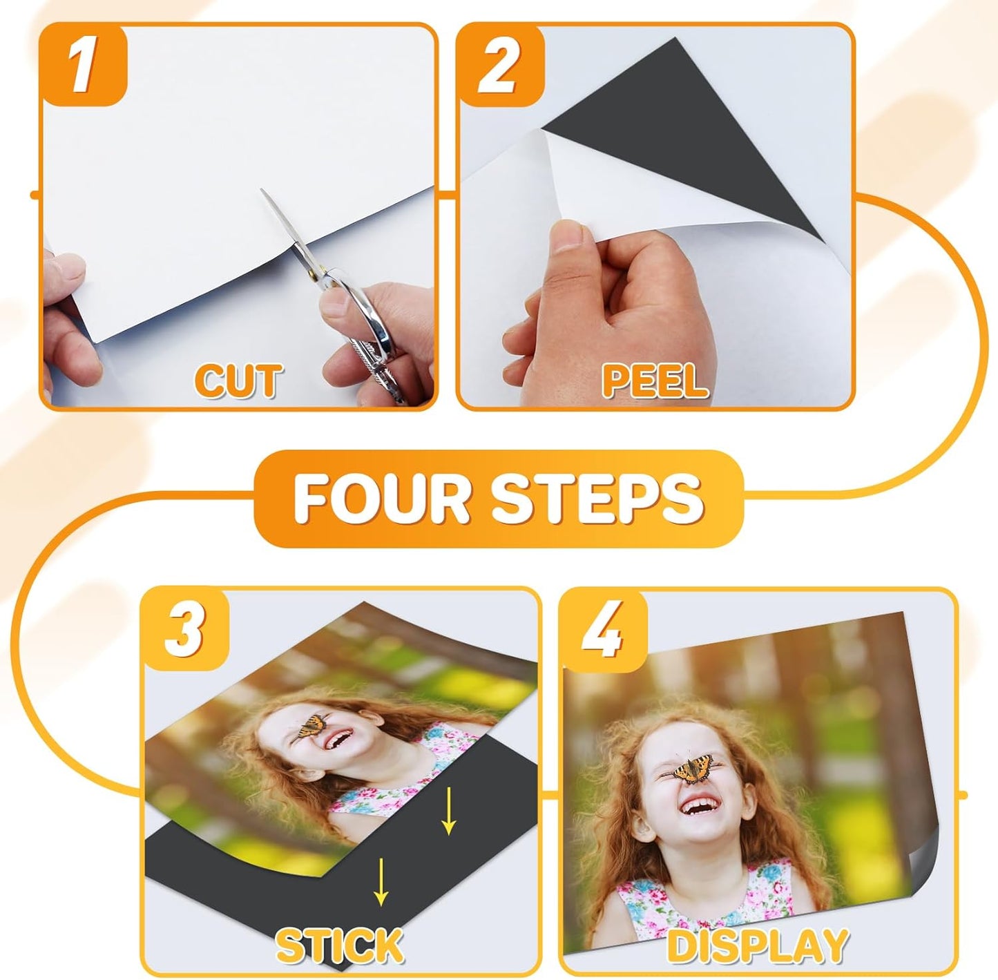 FINDMAG Magnetic Sheets, Flexible Magnets with Superior Adhesive Backing, Cut & Customize Magnet Sheet Set for Creating Magnetic Photo, Crafting, Organizing, and DIY Projects - 4 Pack (8" x 10")
