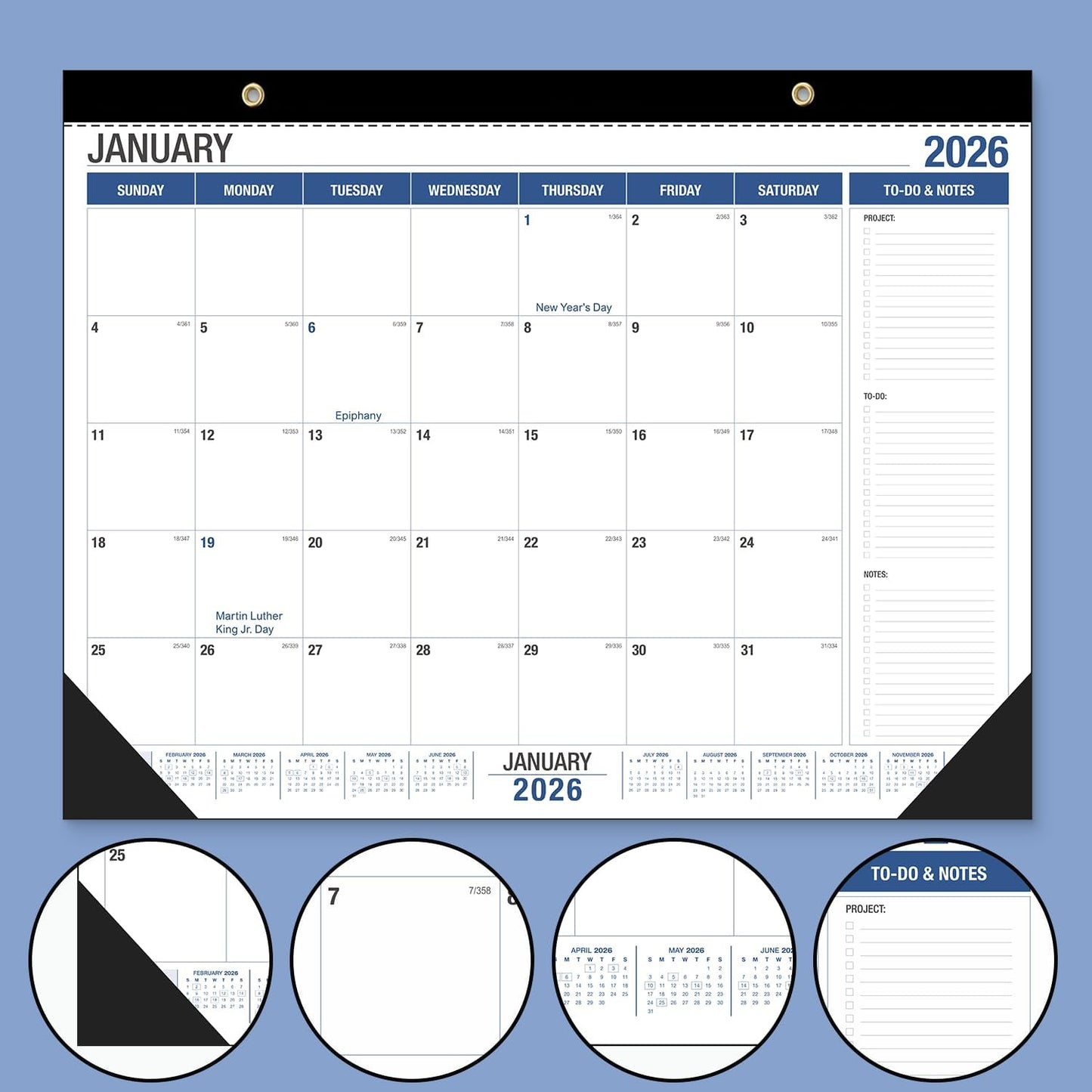 Desk Calendar2026-2027, With 2 sticker, 18 Month Calendar Running to June 2027-22" x 17" Desktop/Wall Monthly Calendar for Homeschool or Office