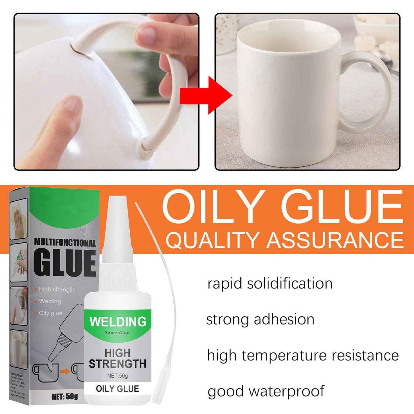 2Pack Welding High-Strength Oily Glue, Multifunctional Fast Repair Instant Bonding Welding Glue for Metal, Plastic, Wood, Ceramics, Leather, Glass,Super Glue All Purpose(2PCS)