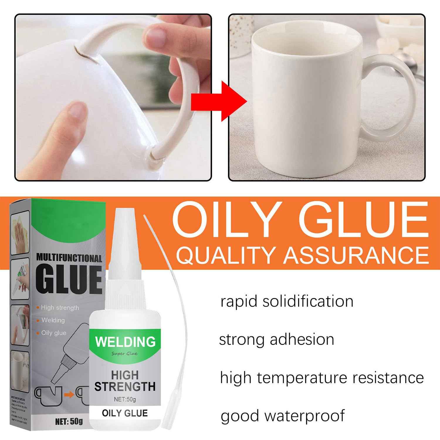 2Pack Welding High-Strength Oily Glue, Multifunctional Fast Repair Instant Bonding Welding Glue for Metal, Plastic, Wood, Ceramics, Leather, Glass,Super Glue All Purpose(2PCS)