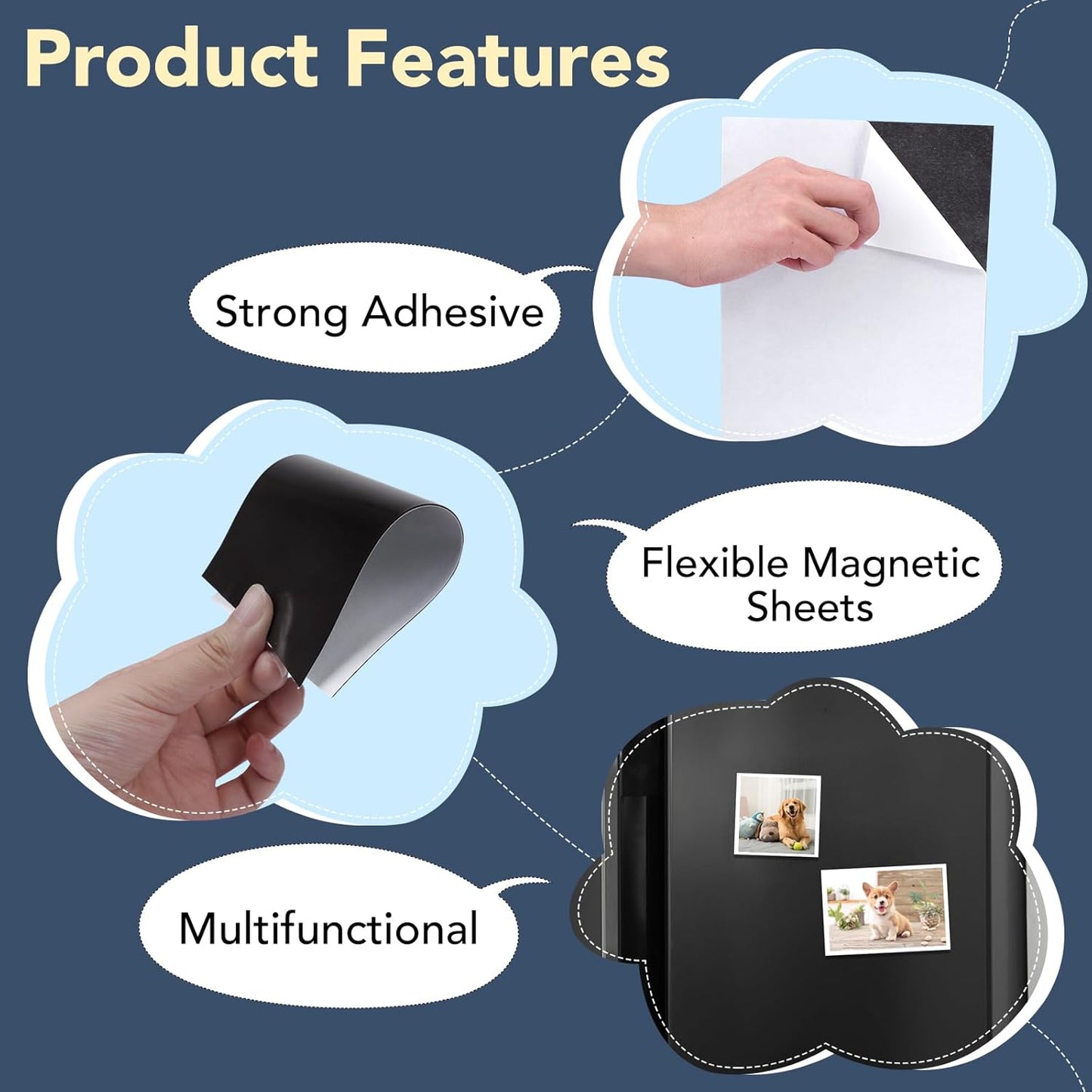 DIYMAG 16Pack Magnetic Adhesive Sheets, Magnetics Sheets with Adhesives Backing, 8x10 Inch Flexible Magnet for Crafts Photos and Die Storage Easy to Cut