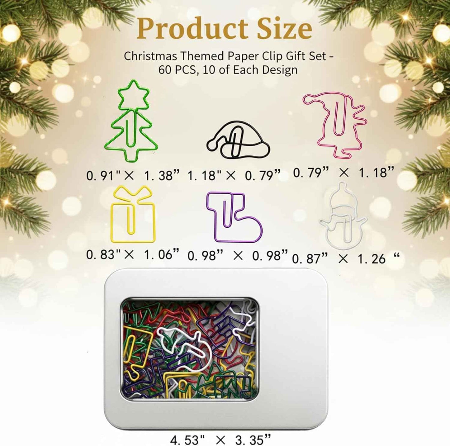 60pcs Cute Christmas Paper Clips, Fun Paperclips, Christmas Office Supplies, Office School Christmas Gifts