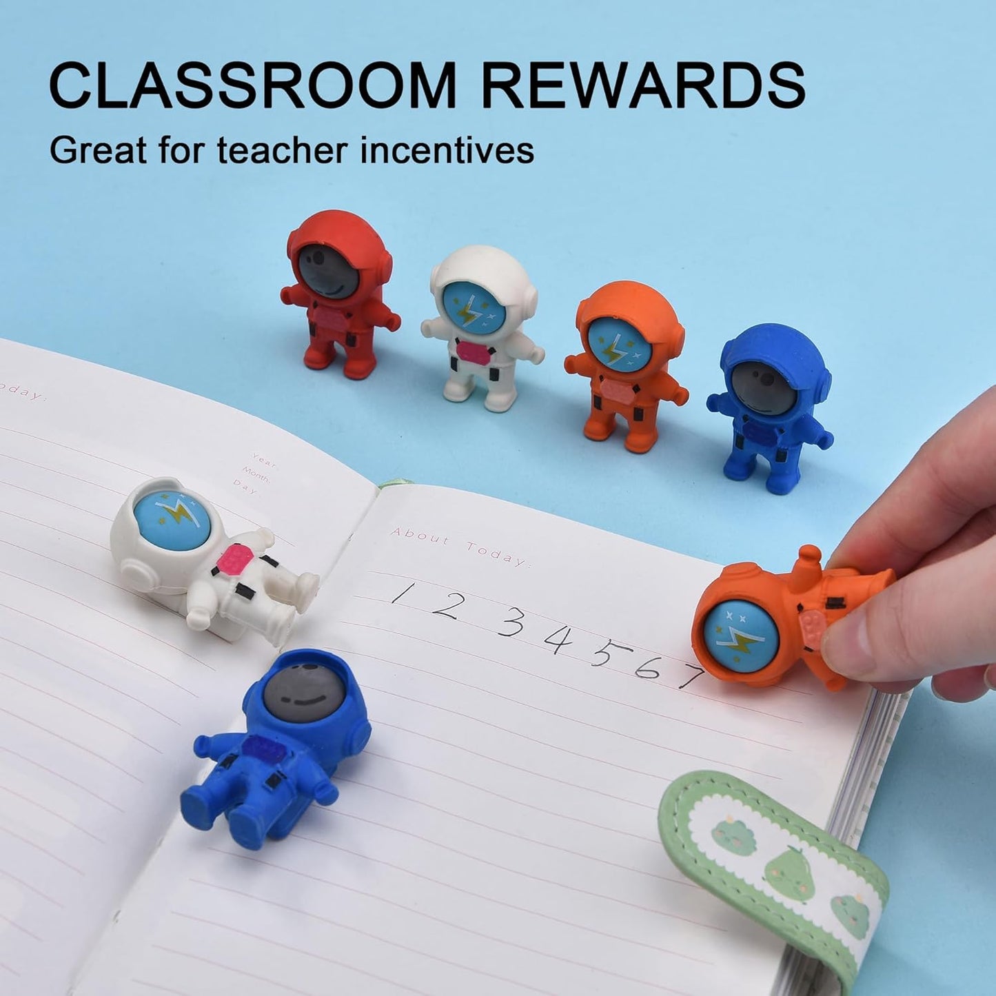 20Pcs Outer Space Themed Erasers for Kids Bulk, Kawaii Cute Spaceman Eraser for School Classroom Supplies Party Favors