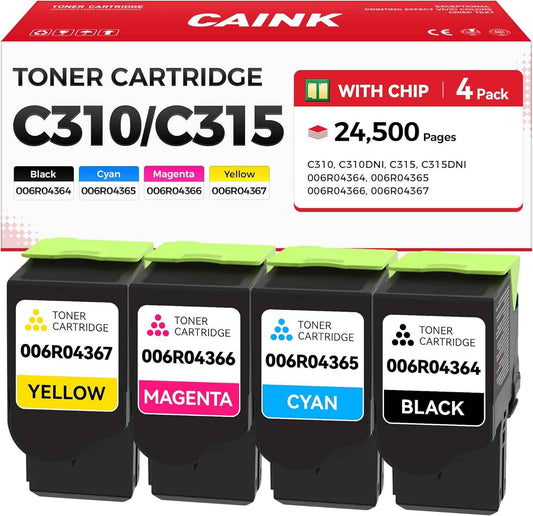 C310 C315 Toner Cartridges Set 4-Pack Replacement for Xerox 006R04364 006R04365 006R04366 006R04367 Compatible for Xerox C310 C315 C310DNI Versalink C315DNI Color Printer Ink Black Cyan Yellow Magenta