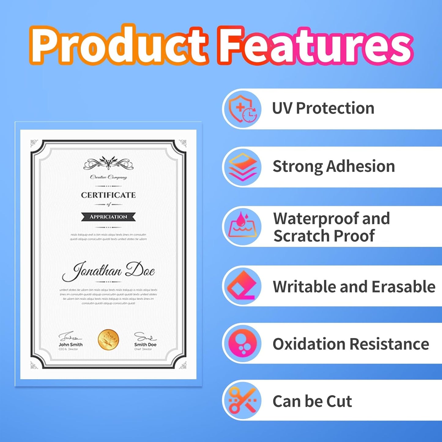 Uinkit 60PCS 4Mil Self-Adhesive Laminating Sheets, 8.7 x 12.2 Inches Clear Self-Sealing Laminating Sheets, Suitable for 8.5 x 11 Inches Letter Size, No Machine Needed