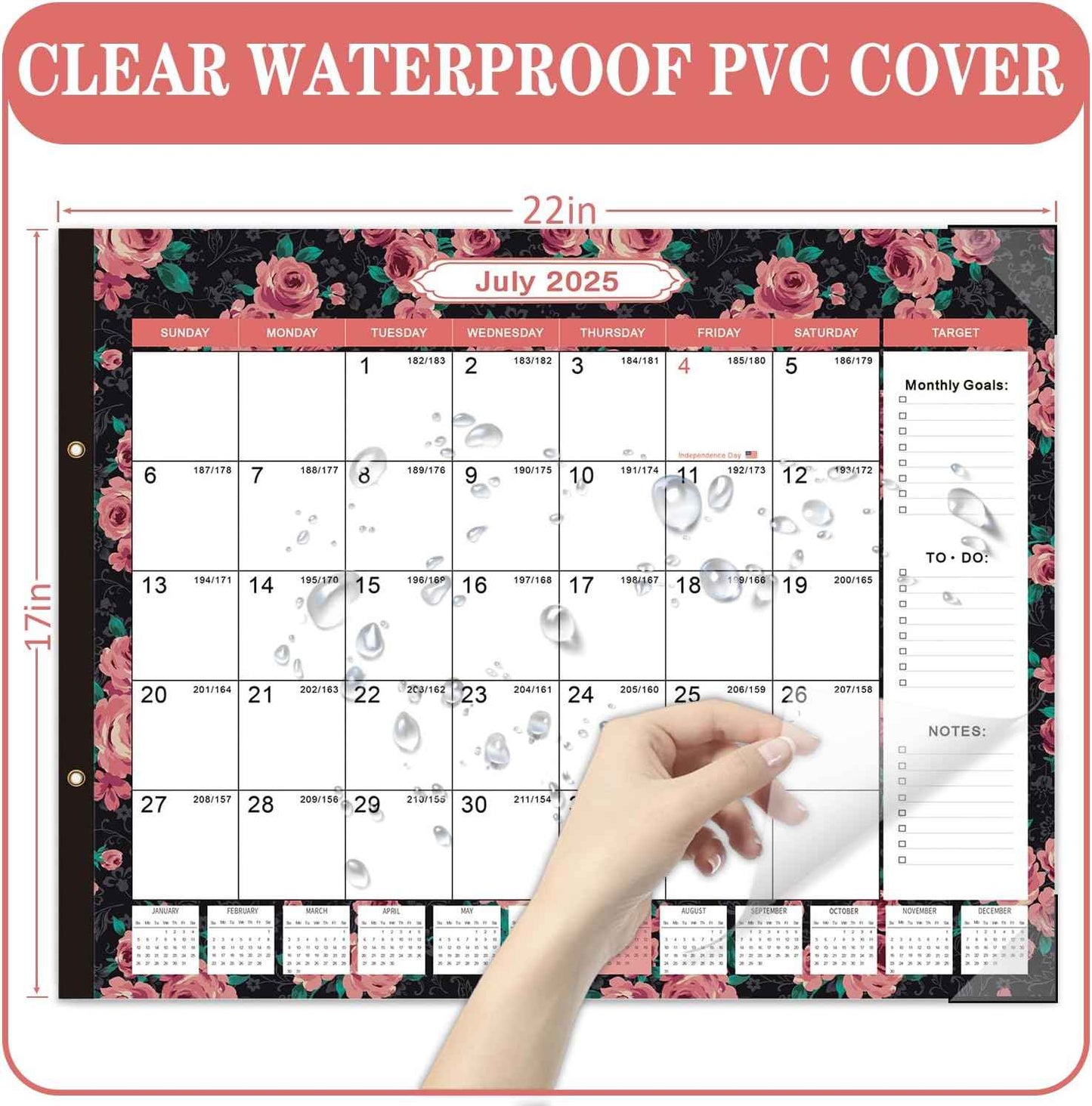 Lateefah Desk Calendar 2025, Large 22'' x 17'' Desk Calendar 2025-2026, 18 Month Desktop Calendars for Home & Office, Use July 2025 to Dece 2026