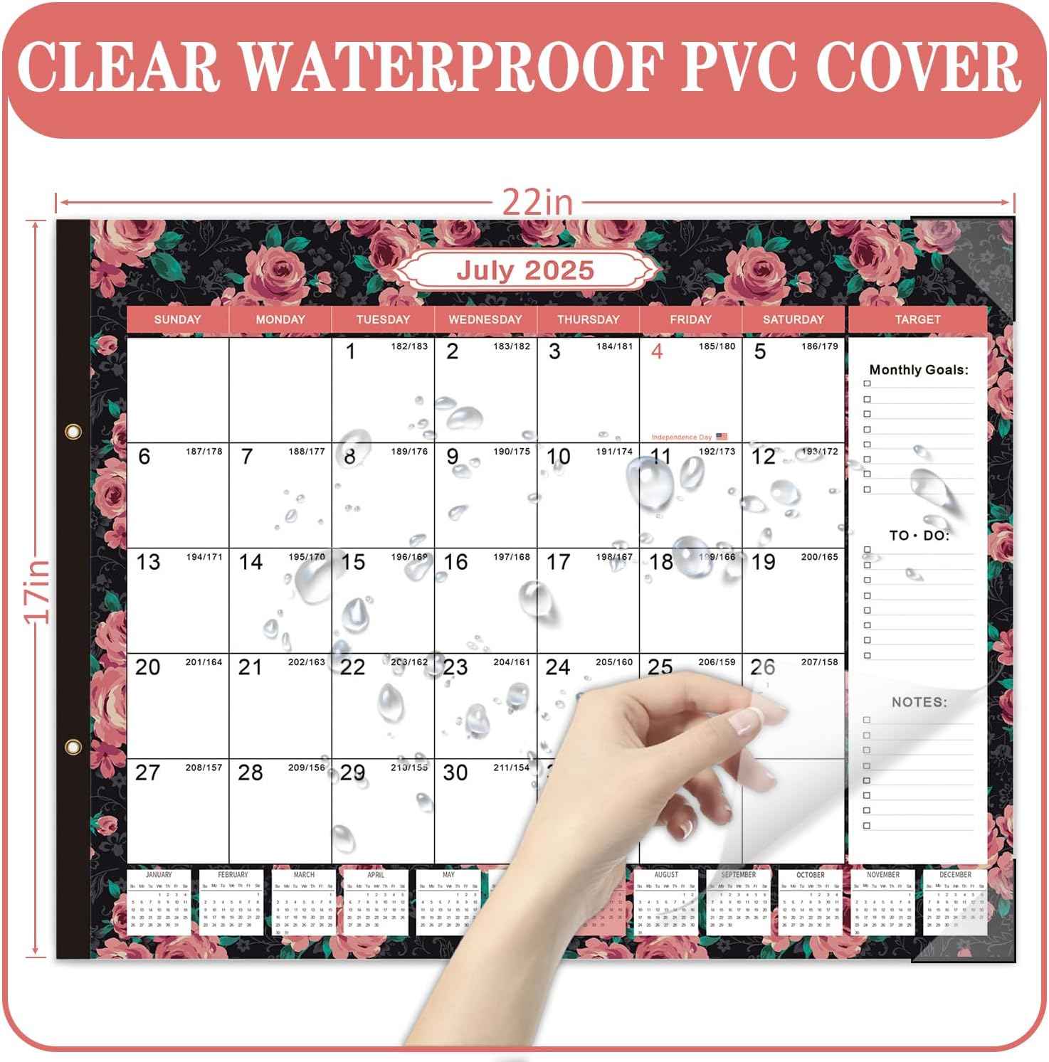 Lateefah Desk Calendar 2025, Large 22'' x 17'' Desk Calendar 2025-2026, 18 Month Desktop Calendars for Home & Office, Use July 2025 to Dece 2026
