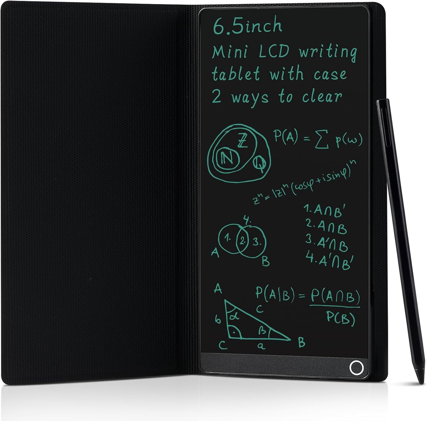 LCD Writing Tablet for Adults: 6.5 Inch with Leather Case Full Screen Reusable Digital Notepad Portable Use for Office Study Teaching