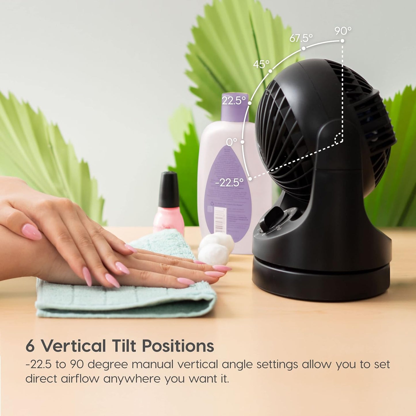 IRIS USA WOOZOO Desk Fan, Oscillating Air Circulator, 3 Speeds, 32ft Max Air Distance, 108ft² Coverage, 112° Adjustable Vertical Tilt, 27db Quiet Motor, Small Fan for Bedroom, Office, Dorm, Black