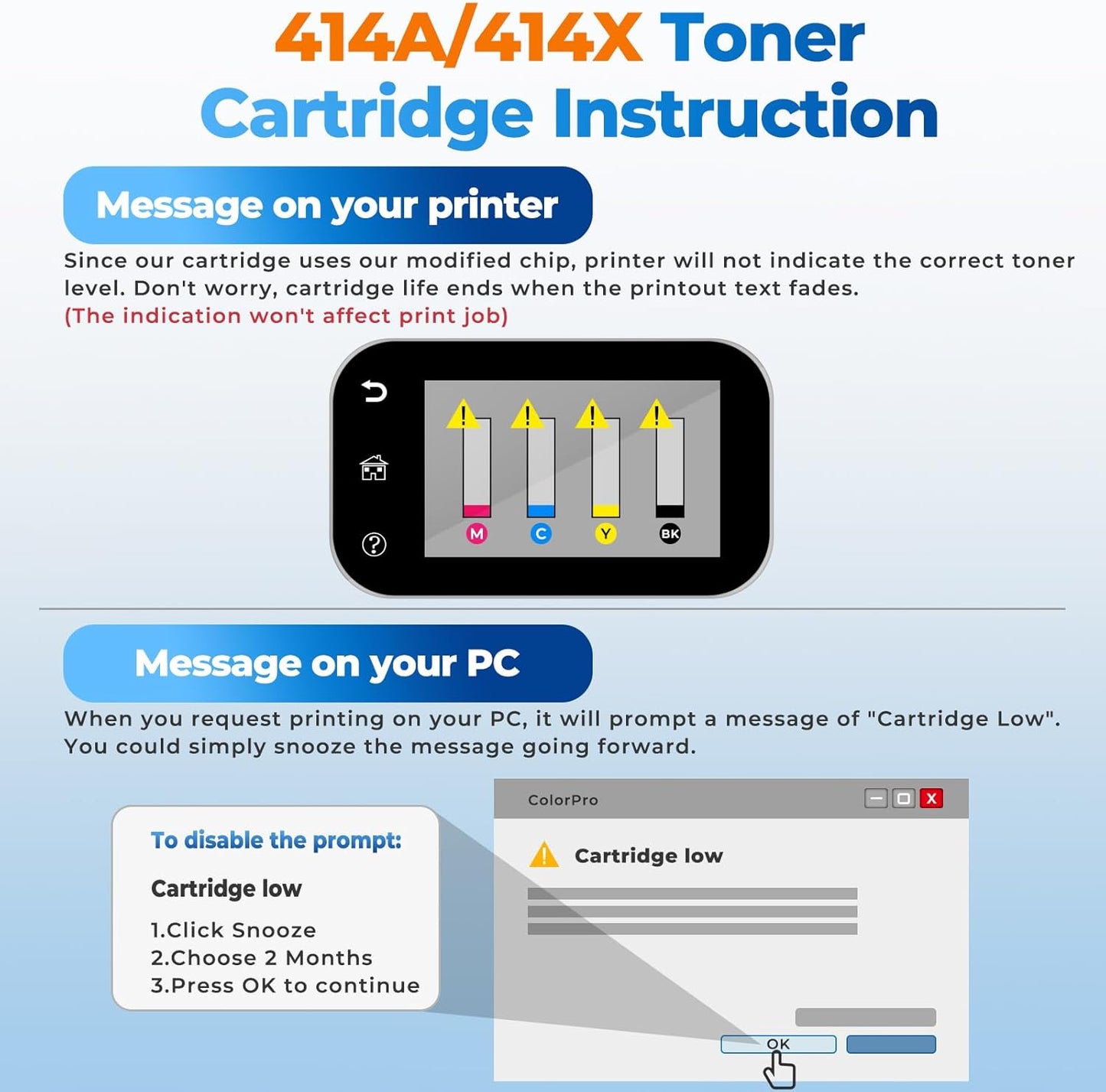 414A Toner Cartridges 4 Pack Color Laser Jet Pro MFP M479fdw M454dw Replacement for HP 414A Toner 414X for HP414X HP414A Works for Color Pro MFP M479fdw M454dw M479fdn M454dn Enterprise M480f M455dn