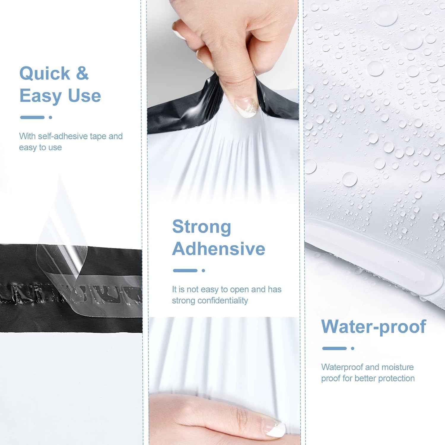 Metronic Poly Mailers 10x13 Inch 500 Pack Shipping Bags for Clothes Bulk,Self Adhesive Shipping Envelopes for Small Business,Waterproof Mailers Poly Bags for Shipping,Packaging Mailing Bags White