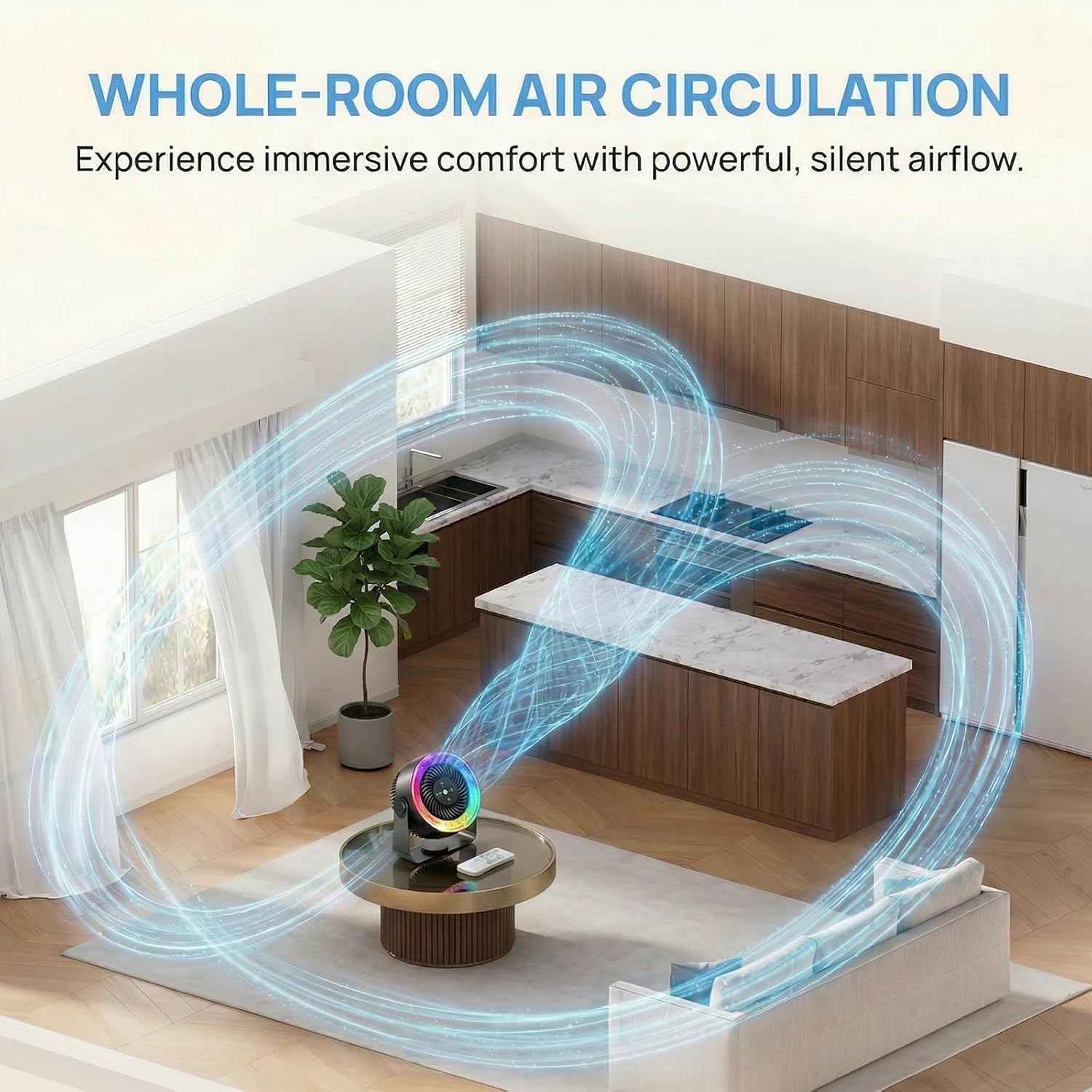 Desk Fans for Bedroom,Portable Colored LED Light 100 Speed Digital Display USB Rechargeable Table Fan,Quiet Wall-Mounted Desk Fan for Home Office Bedroom Camping Traveling(Black)