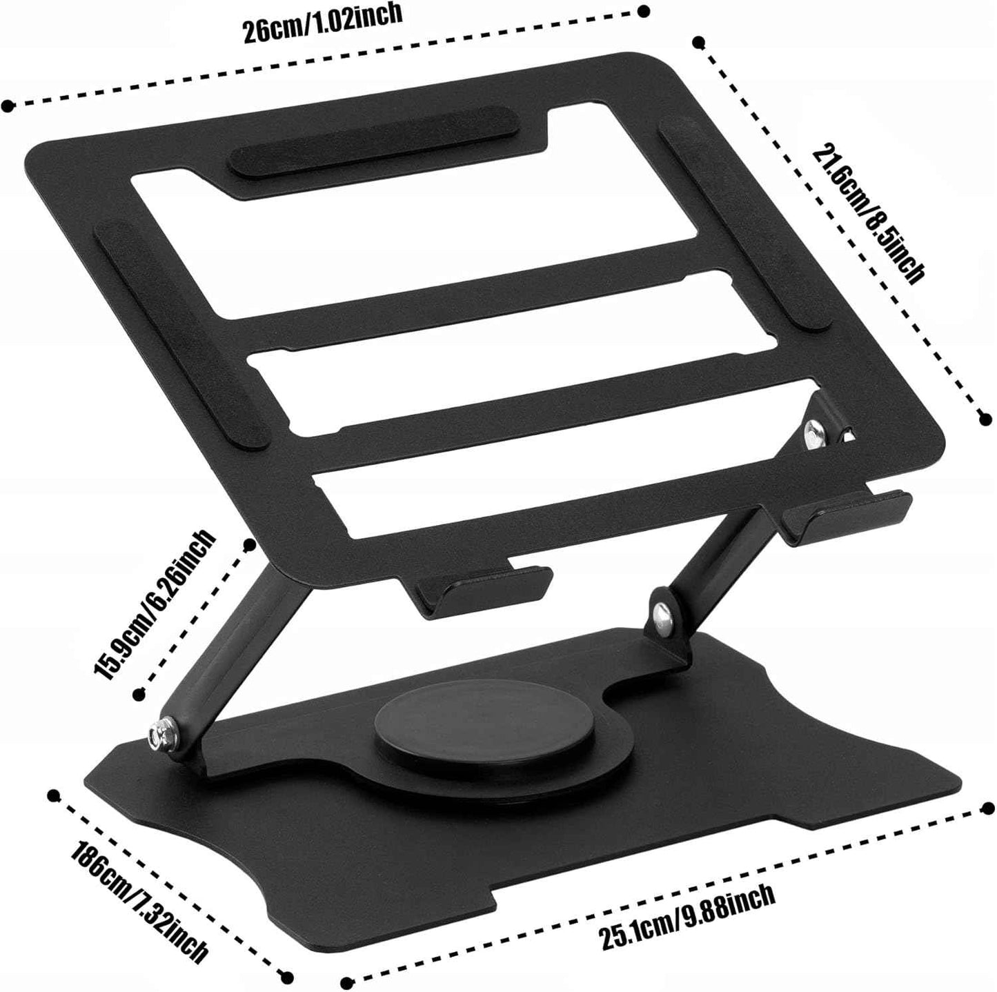 Adjustable Laptop Stand, Portable 360° Rotating & Foldable Metal Laptop Riser, Collapsible Travel Laptop Stand for 10-16" Notebooks, Ergonomic Laptop Holder