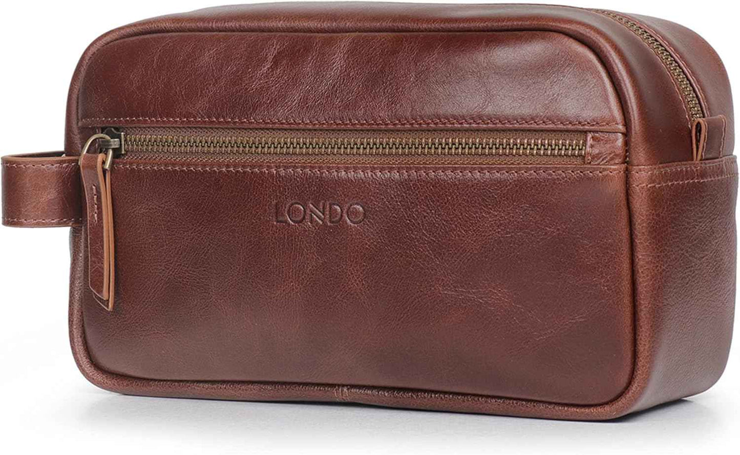 Londo Genuine Leather Travel Toiletry Bag – Makeup, Shaving Organizer, Dopp Kit for Men & Women, Durable & Stylish Travel Accessory
