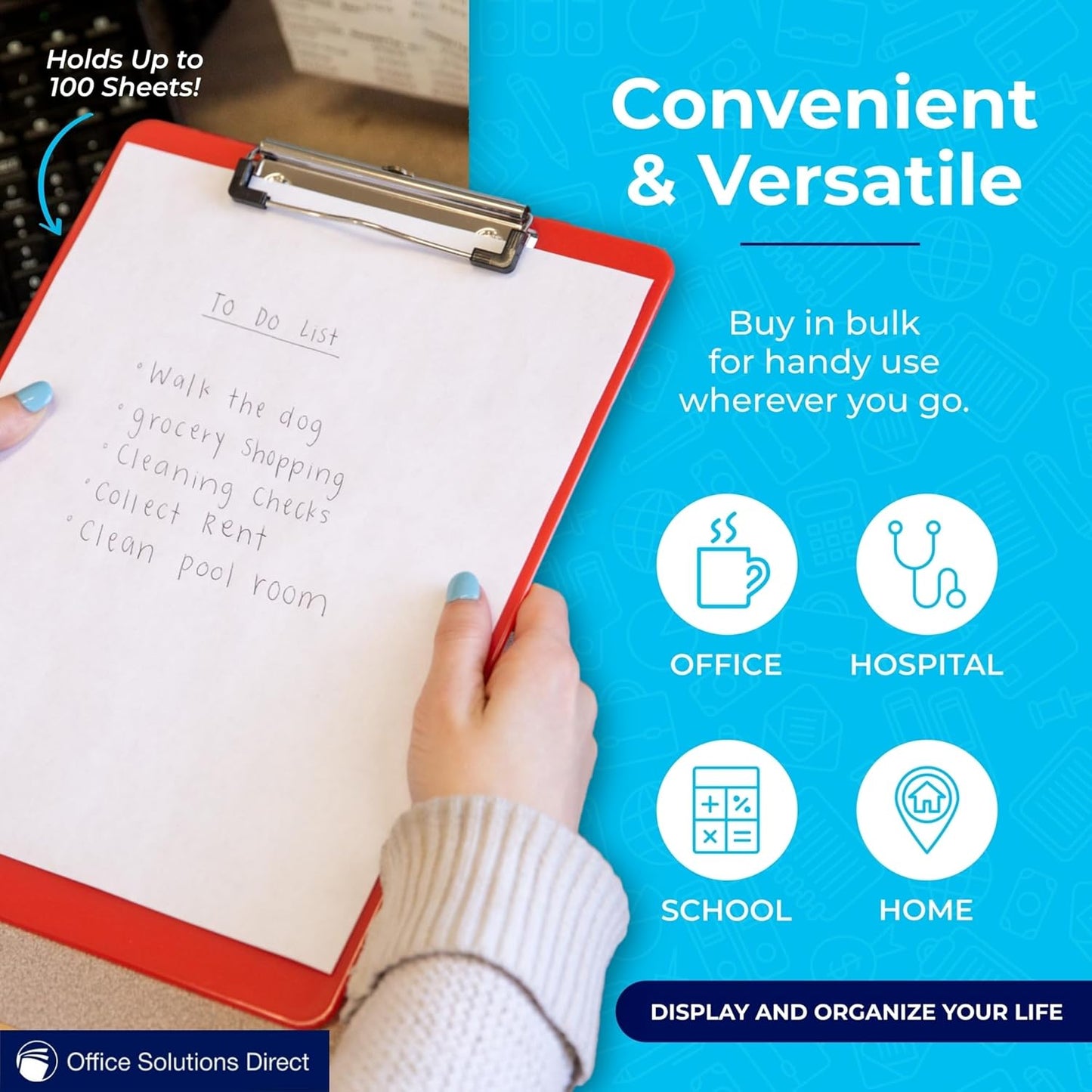 Plastic Clipboards (Set of 6) Multi Pack Clipboard (Red) Strong 12.5 x 9 Inch | Holds 100 Sheets! Acrylic Clipboards with Low Profile Clip | Cute Aesthetic College School Supplies for Girls and Boys