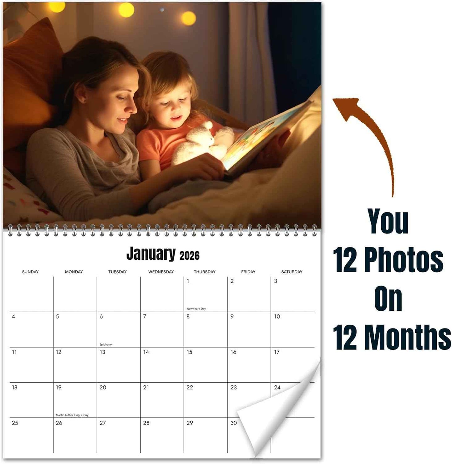 Custom Photo Wall Calendar 2026 for Home & Office - Print Your 13 Memories,Make Your Own Personalized Calendar 2026 - Customized Christmas Gift