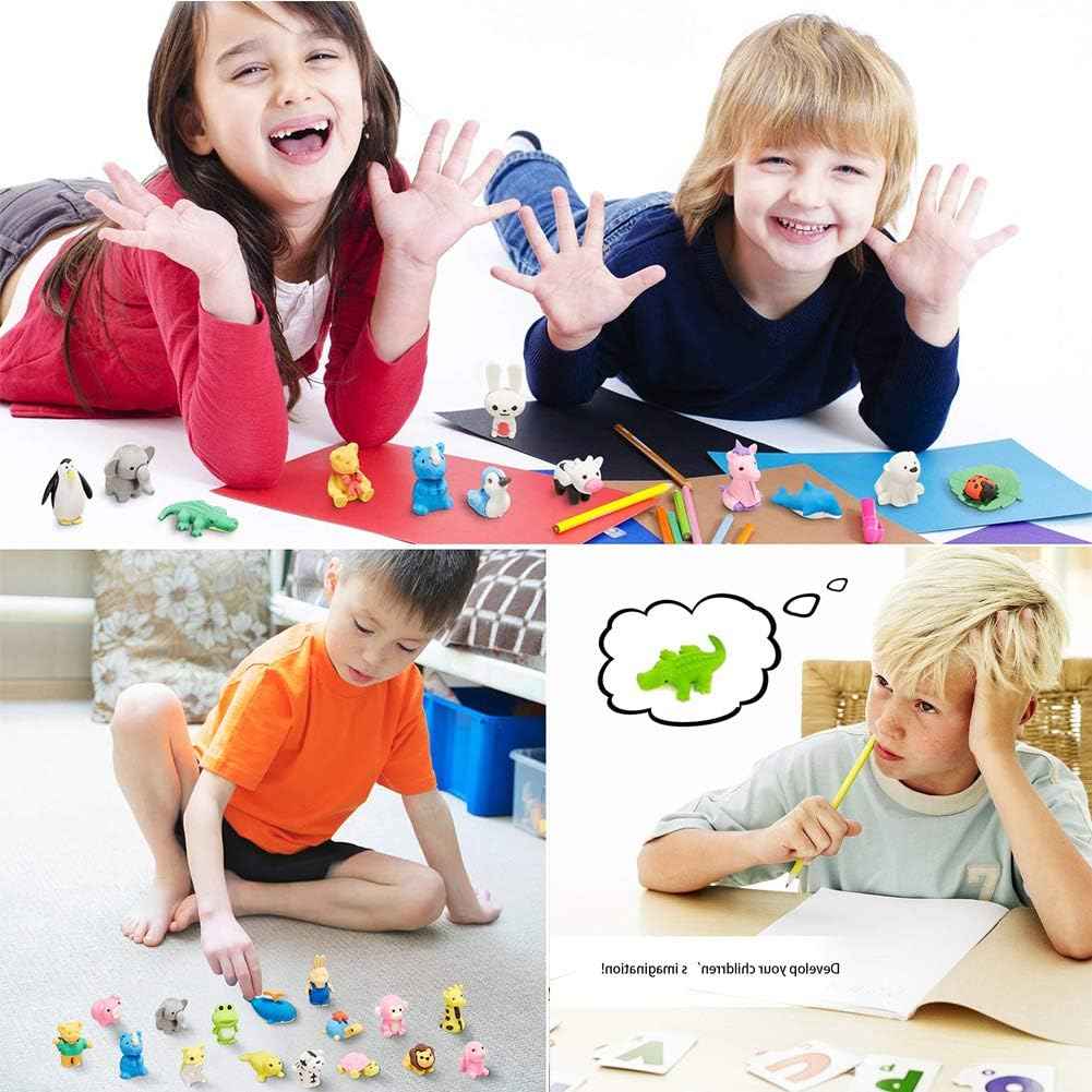URSKYTOUS 35Pcs Animal Erasers Desk Pets for Kids Animal Pencil Erasers Bulk Puzzle Eraser Toys Gifts for Classroom Prizes,Game Reward,Treasure Box,Easter Egg Fillers,Goodie Bag Stuffers,Party Favors