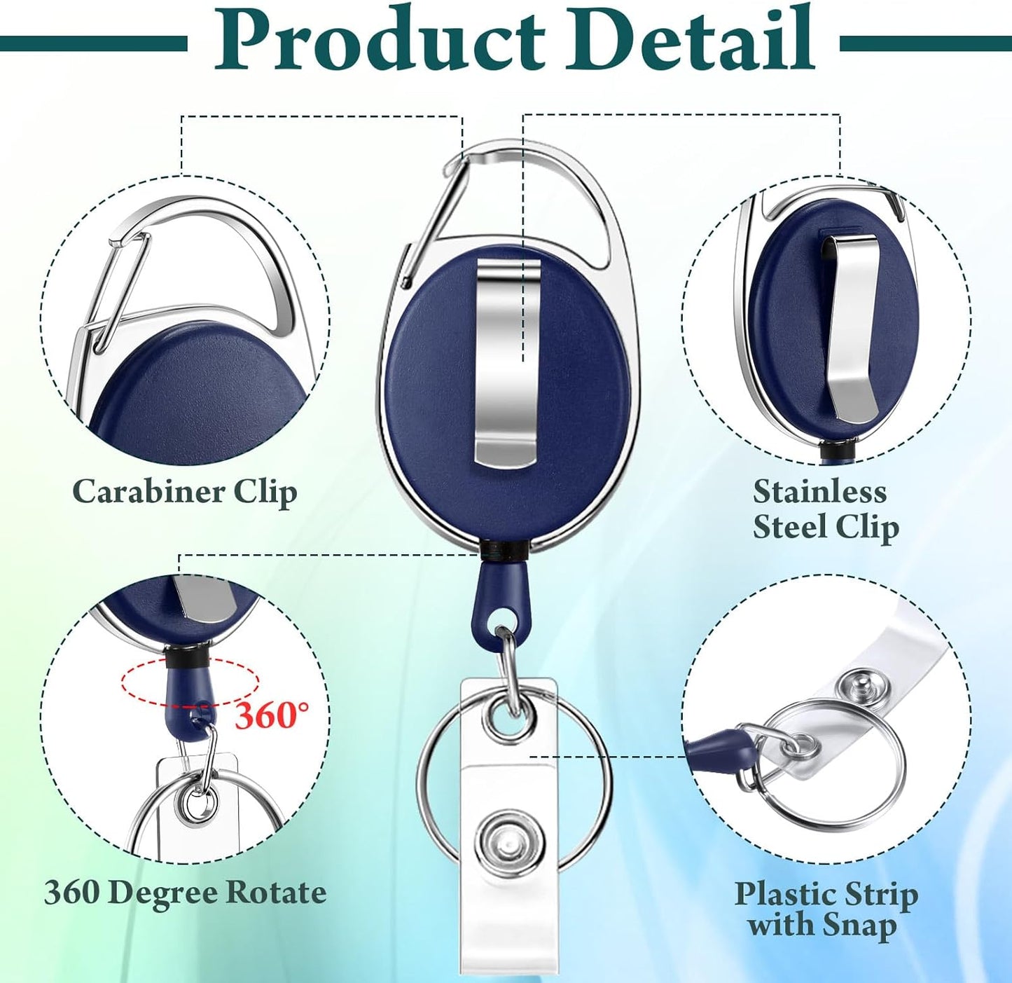 Laumoi Retractable ID Badge Holder Badge Reel with Belt Clip and Key Ring, Name ID Badge Clips Keychain for Office Worker Doctor Nurse Employee (Multicolor,150)