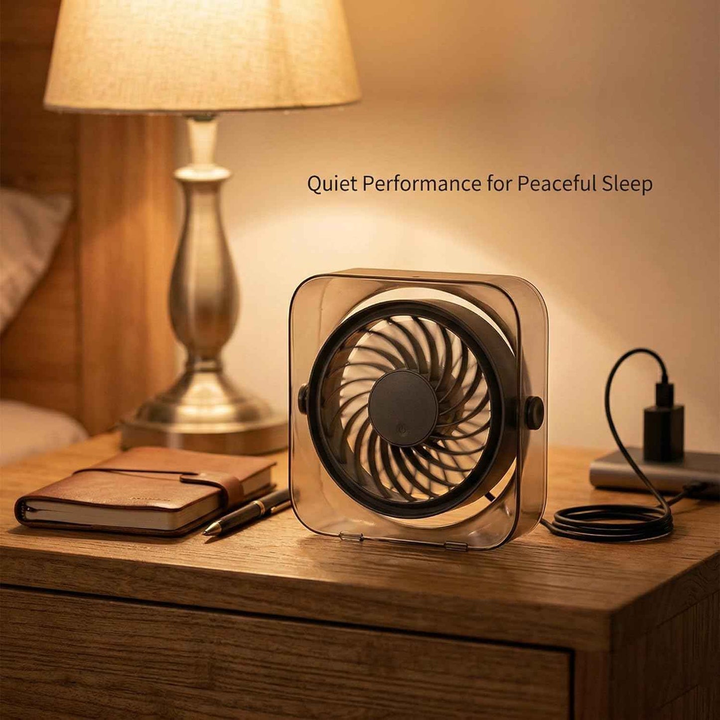 OTPEIR Mini Desk Fan, Powerful Yet Gentle Airflow Small Desktop Fan with 3 Speed Settings, Adjustable Angle One-Button Control, Detachable Easy-Clean Design, USB Desk Fan for Office Bedroom,Grey