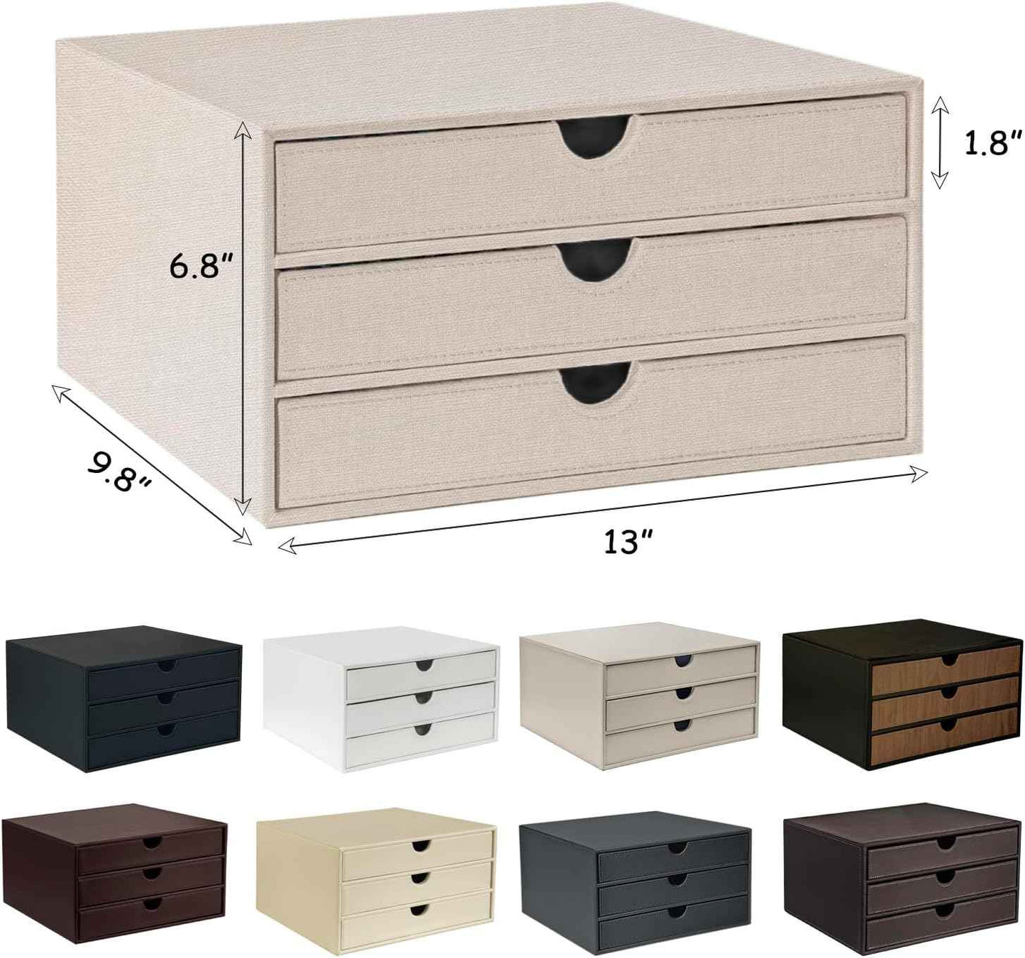 UnionBasic Document Organizer, 3-Drawer File Cabinet Document Storage Box, Office Desktop Filing Organizer, Croco White