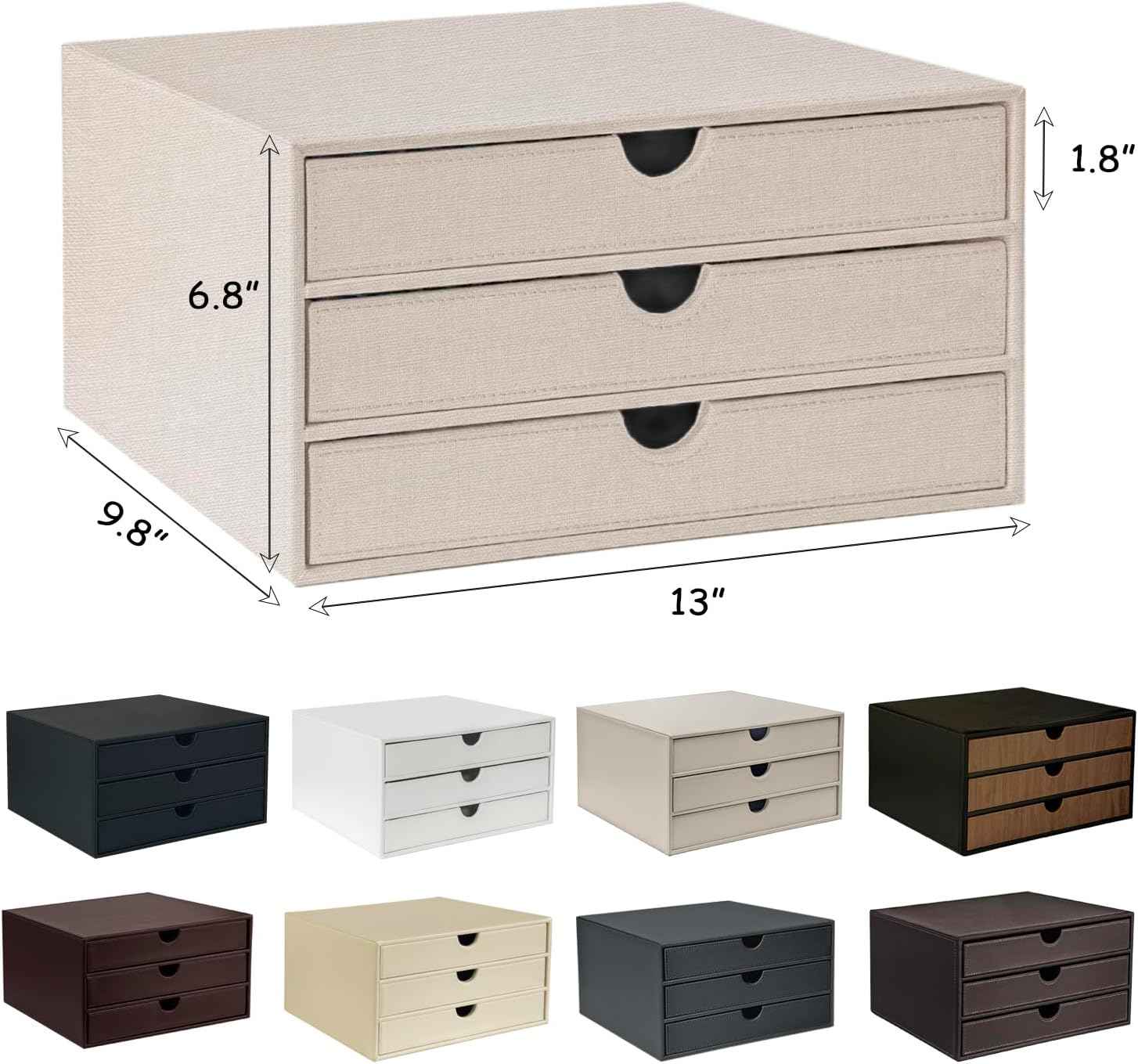 UnionBasic Document Organizer, 3-Drawer File Cabinet Document Storage Box, Office Desktop Filing Organizer, Croco White