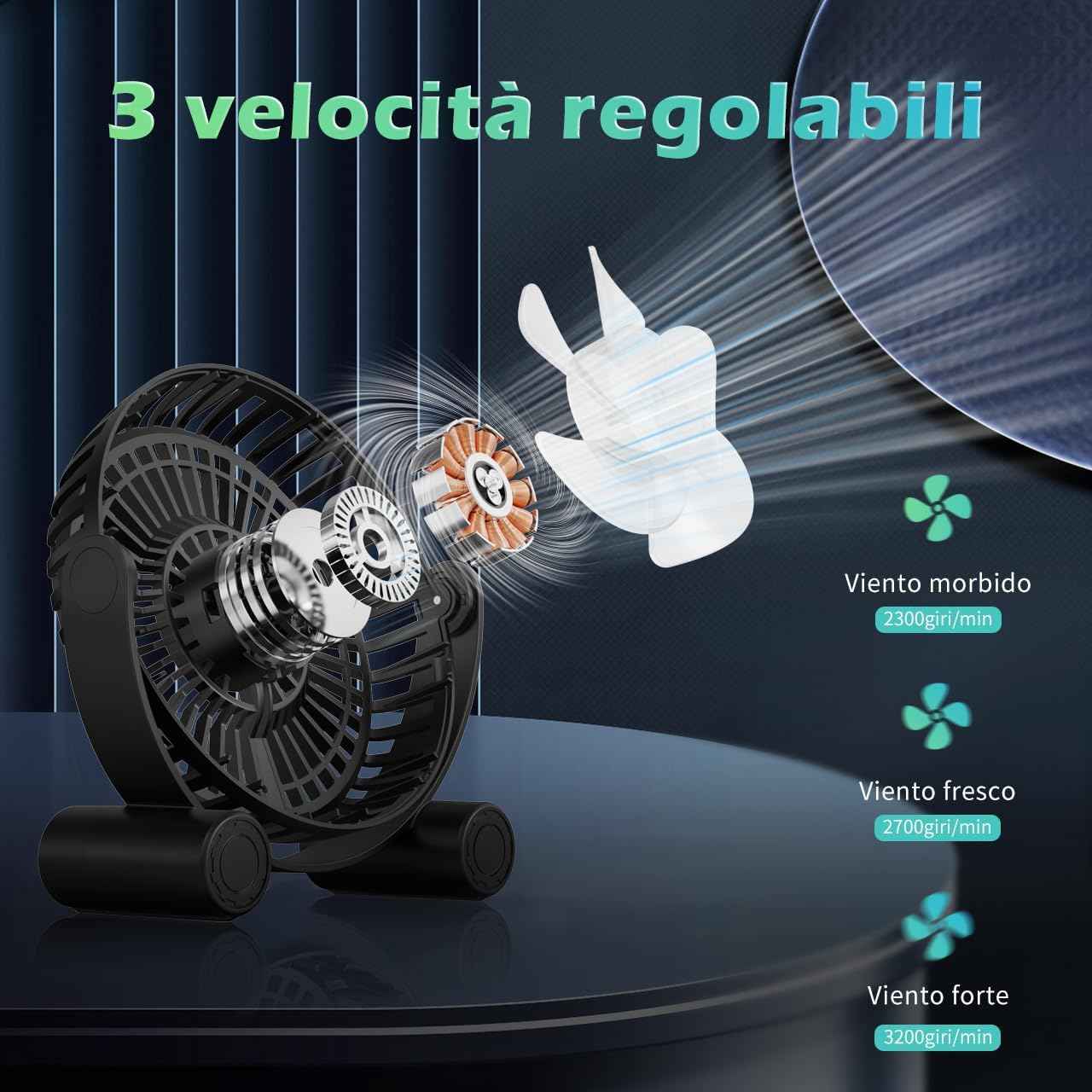 USB RGB Desk Fan - 3 Speeds Quiet Portable Table Fan, 8 Color LED Lights, 360° Rotation, Small Fan for Home Office Desktop Bedroom