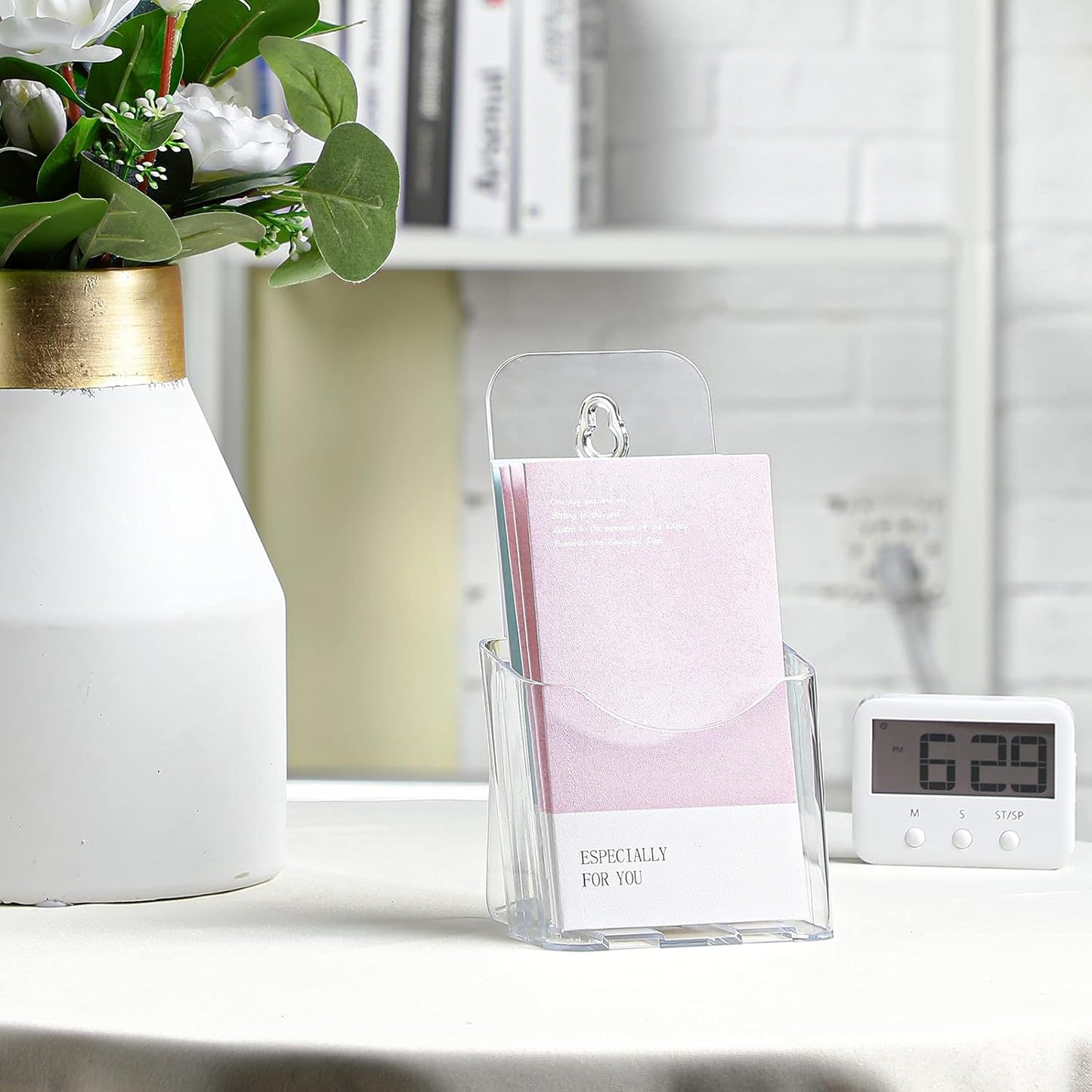10 Pieces Acrylic Brochure Holder Stand Pamphlet Holder 4 x 7.9 Inches Clear Literature Display Rack Plastic Flyer Display Stand for Vendors, Brochure, Trifold, Magazine, Pamphlet, Booklets, Menu
