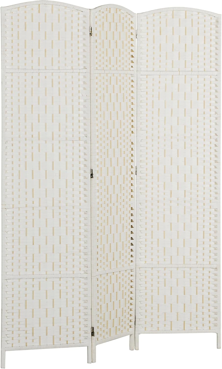 HOMCOM Room Divider, 3 Panel Folding Privacy Screen, 6FT Tall Portable Wicker Weave Partition Wall Divider for Bedroom, Home Office, White - Lumora Desk