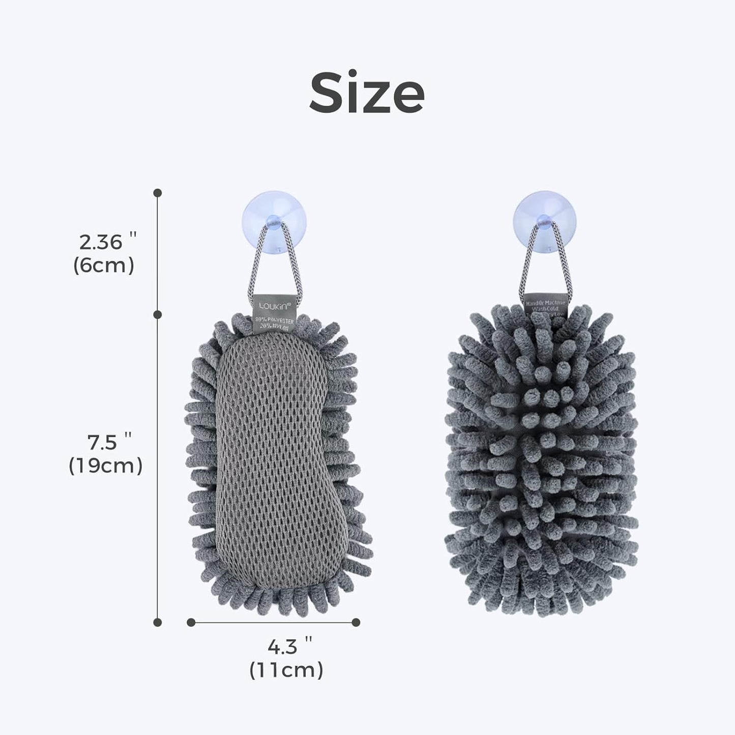 loukin Shag Dry Erase Eraser (3.4 Fl Oz Whiteboard Cleaner Included), Whiteboard Eraser with Suction Cup, Microfiber, Washable, for Classroom, Home and Office Use, Grey