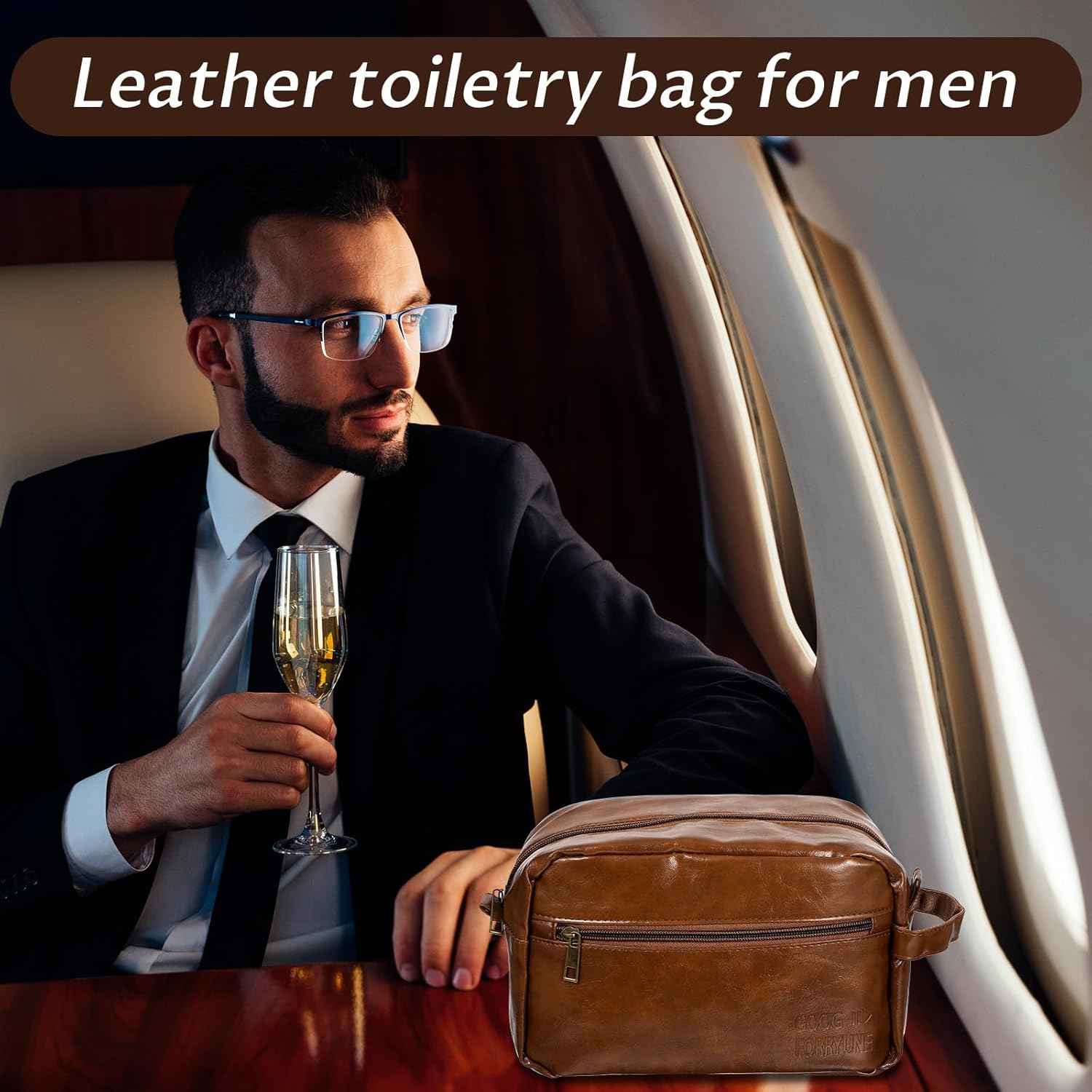6 Pcs Leather Toiletry Bags for Men, Leather Groomsmen Gifts Men's Toiletry Bag Travel Shaving Kit Wedding Proposal Gift for Groomsmen Bachelor Party Favors (Brown)