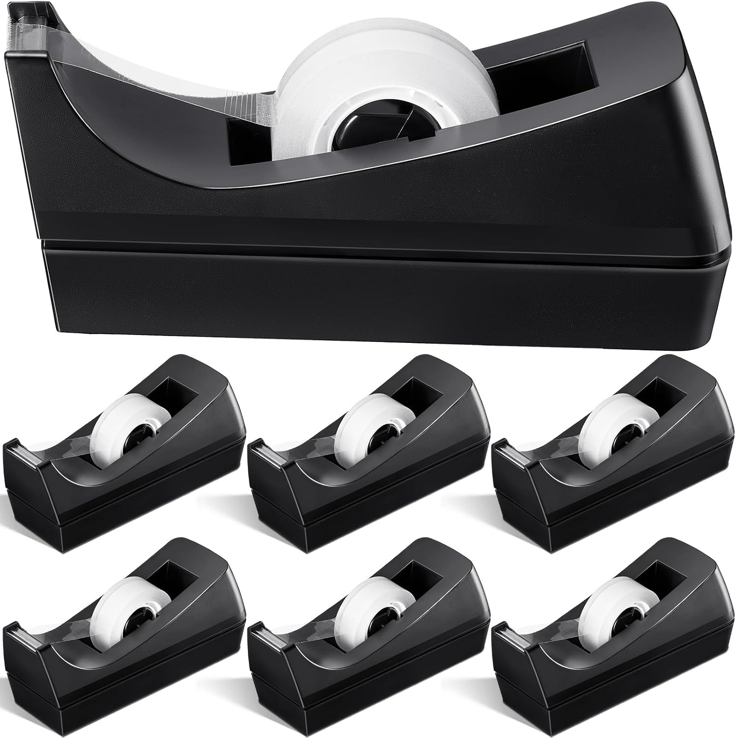 6 Pack Desktop Tape Dispenser Tape Roll Non Skid Base Tape Dispensers for Office Home School (Tape Not Included) - Lumora Desk
