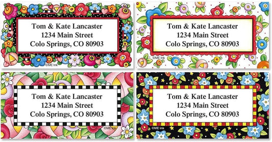 Colorful Images Mary’s Blossoms Floral Return Address Mailing Labels, Personalize with Name & Address, Set of 144 Self Adhesive, Easy Peel Flat Label Sheets, Large, 4 Designs - Lumora Desk