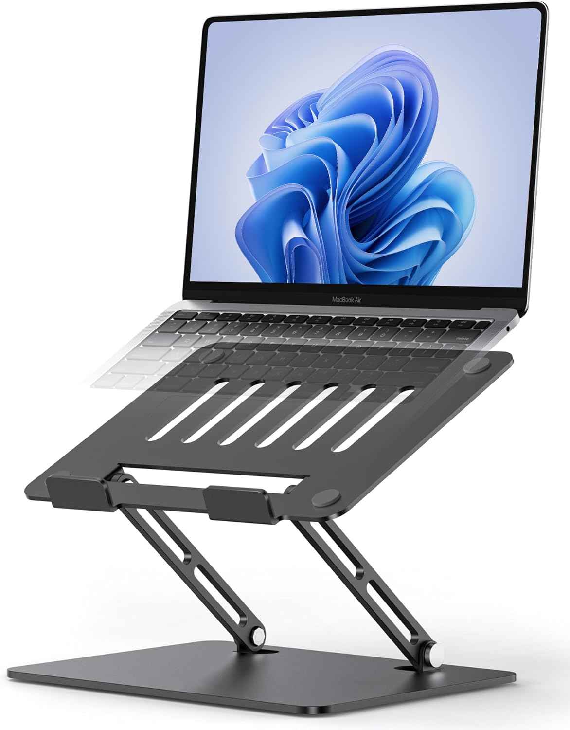 LOXP Adjustable Laptop Stand, Ergonomic Computer Stand for Desk, Aluminum Ventilated Colling Laptop Riser Holder Mount Compatible with MacBook Pro Air, HP, Dell 10-15.6" All Laptops