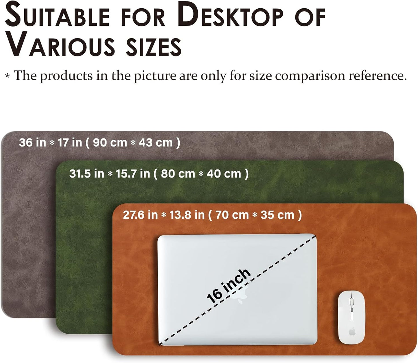 Distressed Leather Desk Mat - Non-Slip PU Desk Pad for Office and Home - Desk Organization and Accessories - Ideal for Large Mouse Pad and Desk Mats on Top of Desks(Ash Gray,31.5"x 15.7")