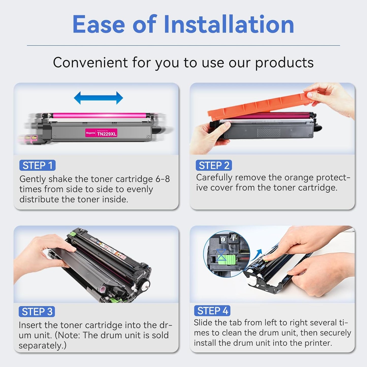 Compatible TN229XL Toner Cartridges Replacement for Brother TN229XL TN-229XL TN229 XL use with MFC-L3780CDW MFC-L3720CDW HL-L3220CDW HL-L3280CDW HL-L3300CDW Printer (BK/C/M/Y-4 Pack)