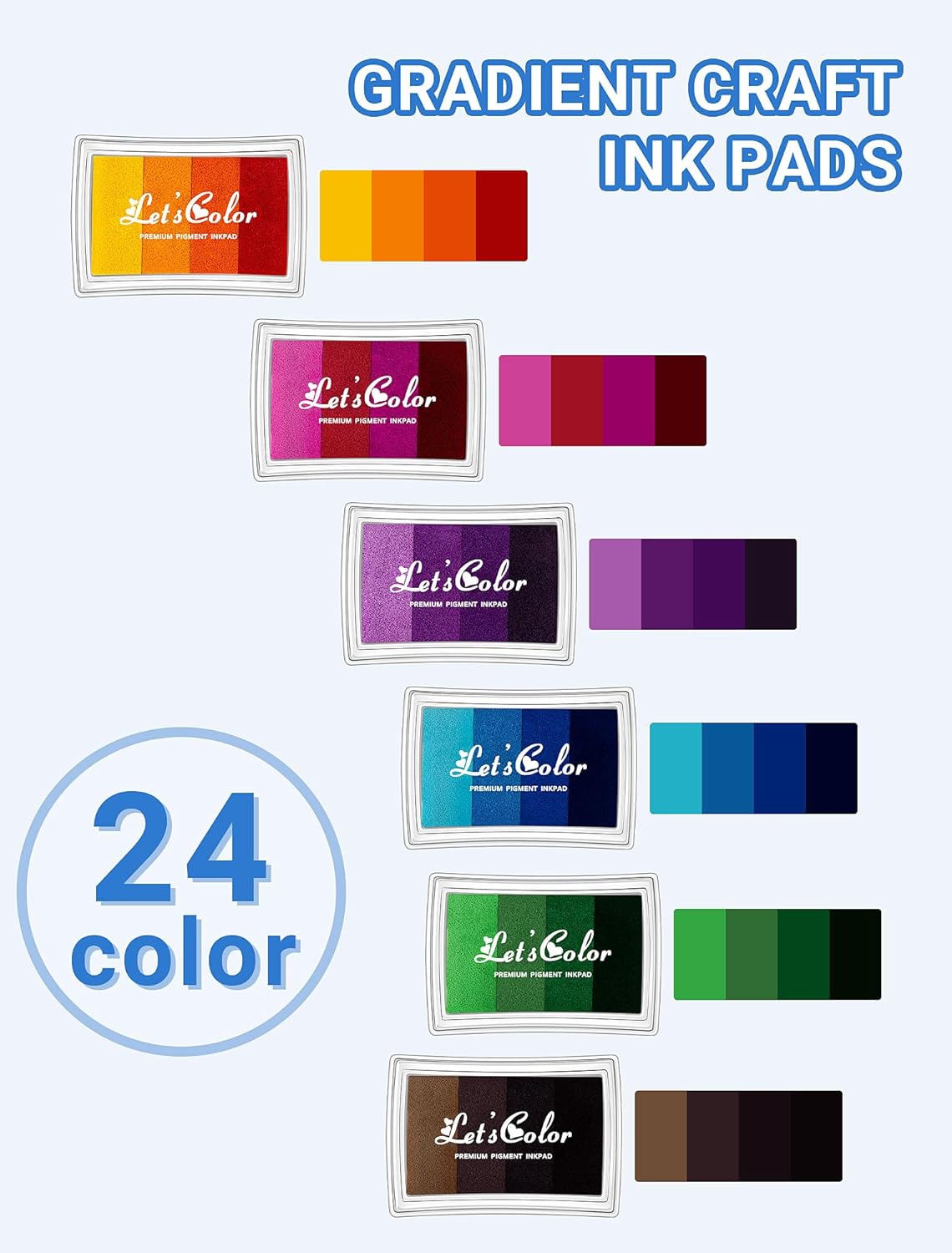 MERDTTES Rainbow Craft Ink Pads, Washable Finger Ink Pads for Stamps for Kids DIY, Paper, Wood Fabric, Scrapbooking, Rubber Stamps