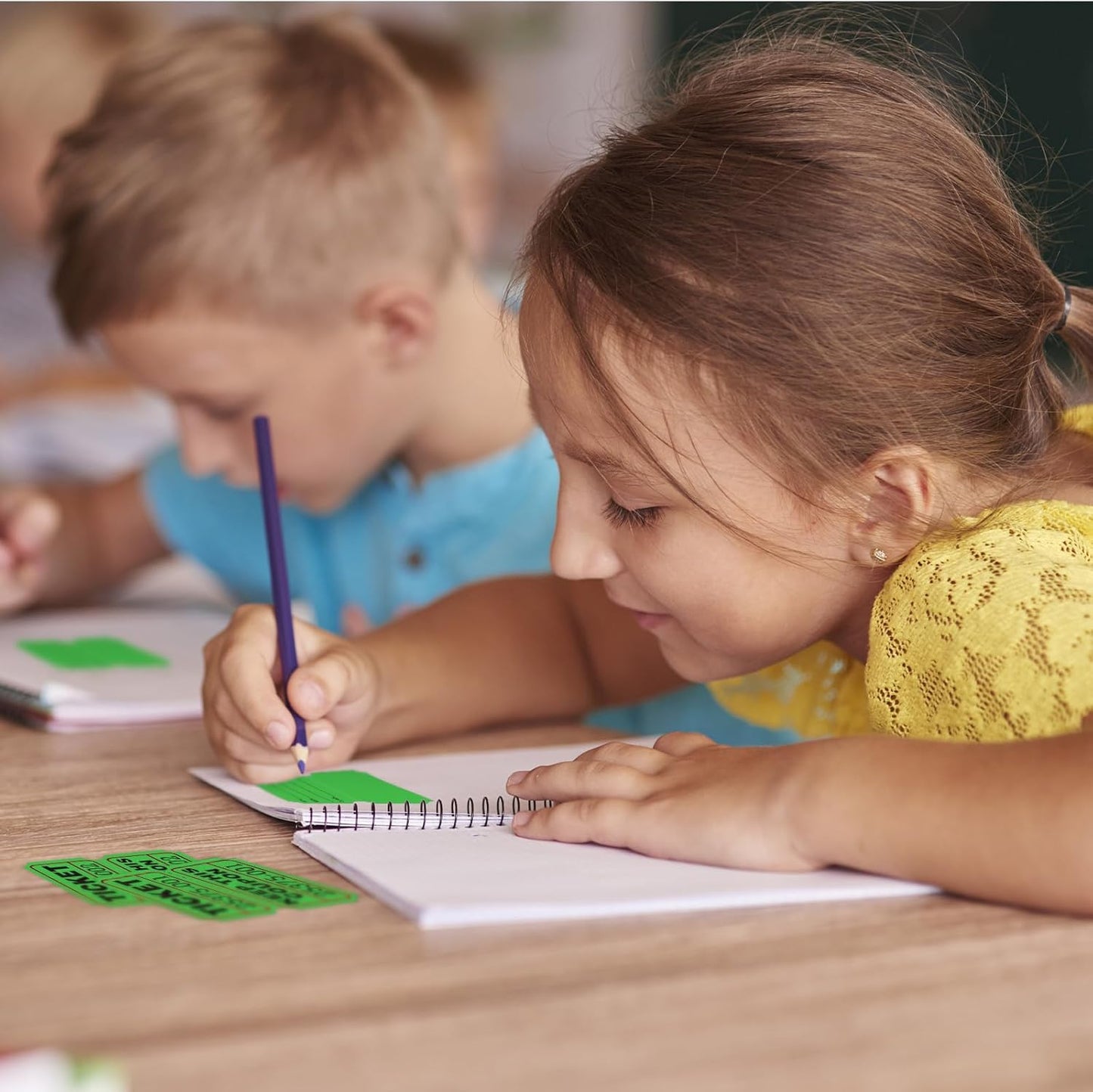 DGBDPACK 100 Raffle Tickets, 50/50 Double Ticket, Bold Numbers for Easy Reading, Ticket for Events, Entry, Class Reward & Prizes -Green