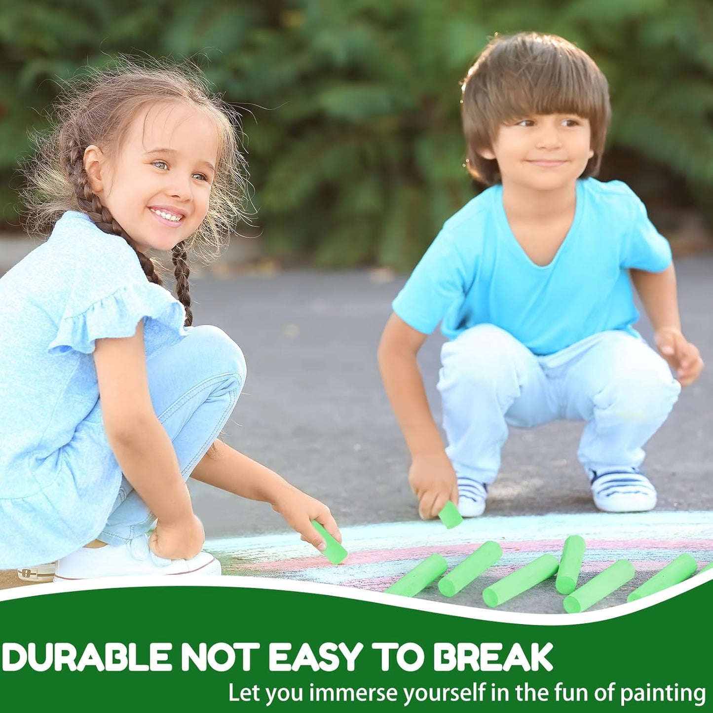 Fulmoon 40 Pcs Jumbo Sidewalk Chalk for Kids Outdoor Art Non Toxic Large Washable Street Chalk for Adults Drawing Painting Classroom(Fruit Green,Round Style)