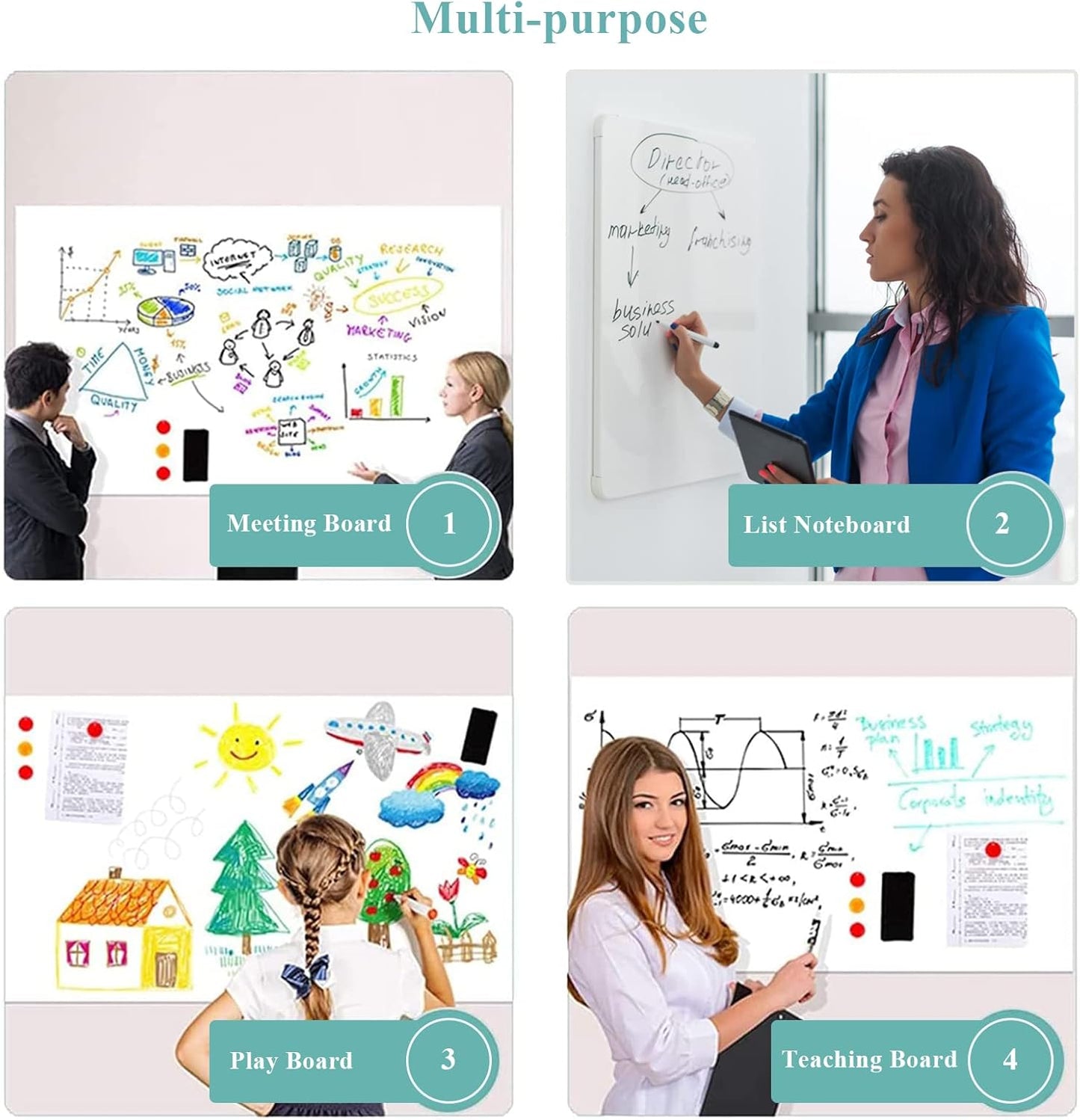 Magnetic Dry Erase Whiteboard Sticker, 24" x 39" Stick on Whiteboard for Wall, Dry Erase Board Peel and Stick for Kids, Office, Home, with Marker, Eraser and Magnets (Adhesive Backing)