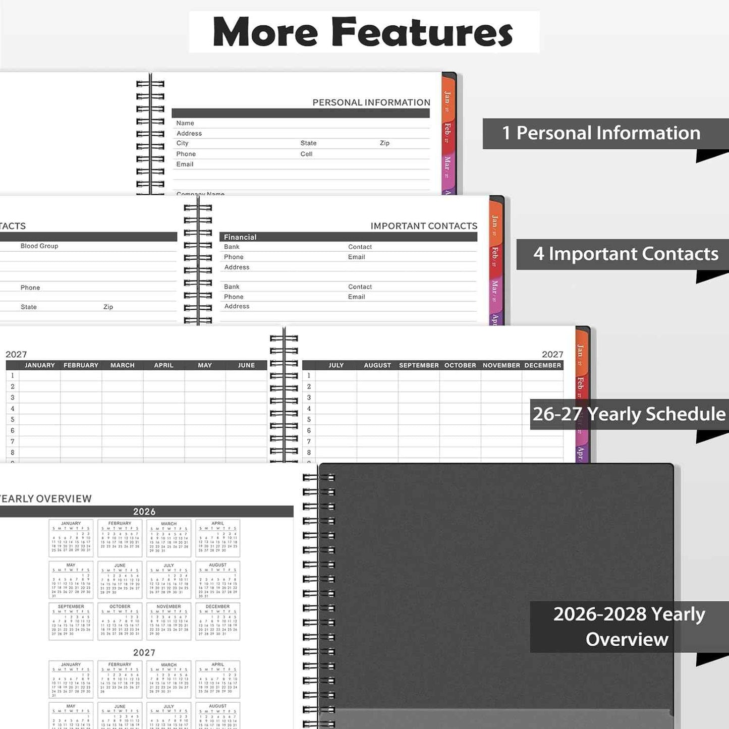 2026-2027 Monthly Planner - Jul 2026 - Dec 2027, 8.9" x 11.1", 18 Months Planner Calendar 2026-2027, Colorful Monthly Tabs, Suitable for School & Work