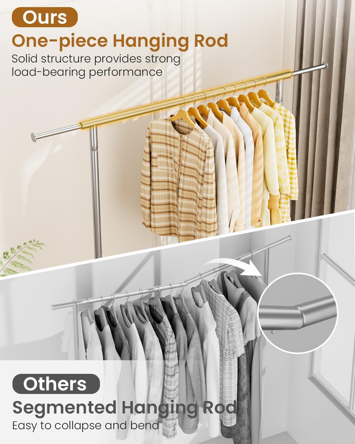 Heavy Duty Clothing Rack, Metal Clothes Rack Load 450 LBS, Rolling Coat Racks for Hanging Clothes with Lockable Wheels, Wardrobe Closet Garment Racks for Bedroom, Silver - Lumora Desk