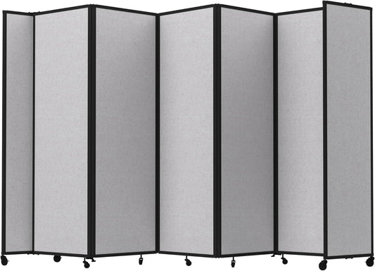 Versare Room Divider 360 Portable Wall Partition | Folding Panels | Large Freestanding Divider | Locking Wheels | Temporary Room Separator | 14' x 7'6'', Slate