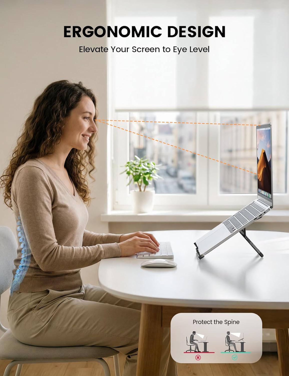 Lamicall Adjustable Laptop Stand for Desk - [0.25lb Ultralight] Foldable & Portable Laptop Riser, Aluminum Computer Stand for Travel Library Cafe fit MacBook Neo Air Pro HP Dell Lenovo Tablet - Black