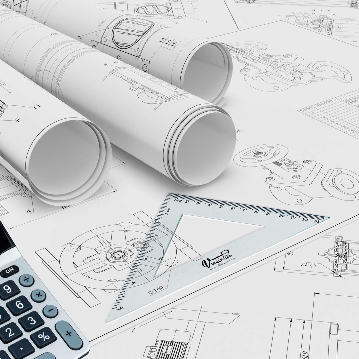 Virginia's Store 5 inch/13cm 90 Set-Squares Pack of 24, Crystal Clear Transparent, Shatter Resistant Plastic, Single-piece Plastic Molding, Drafting Tool Set, Ruler