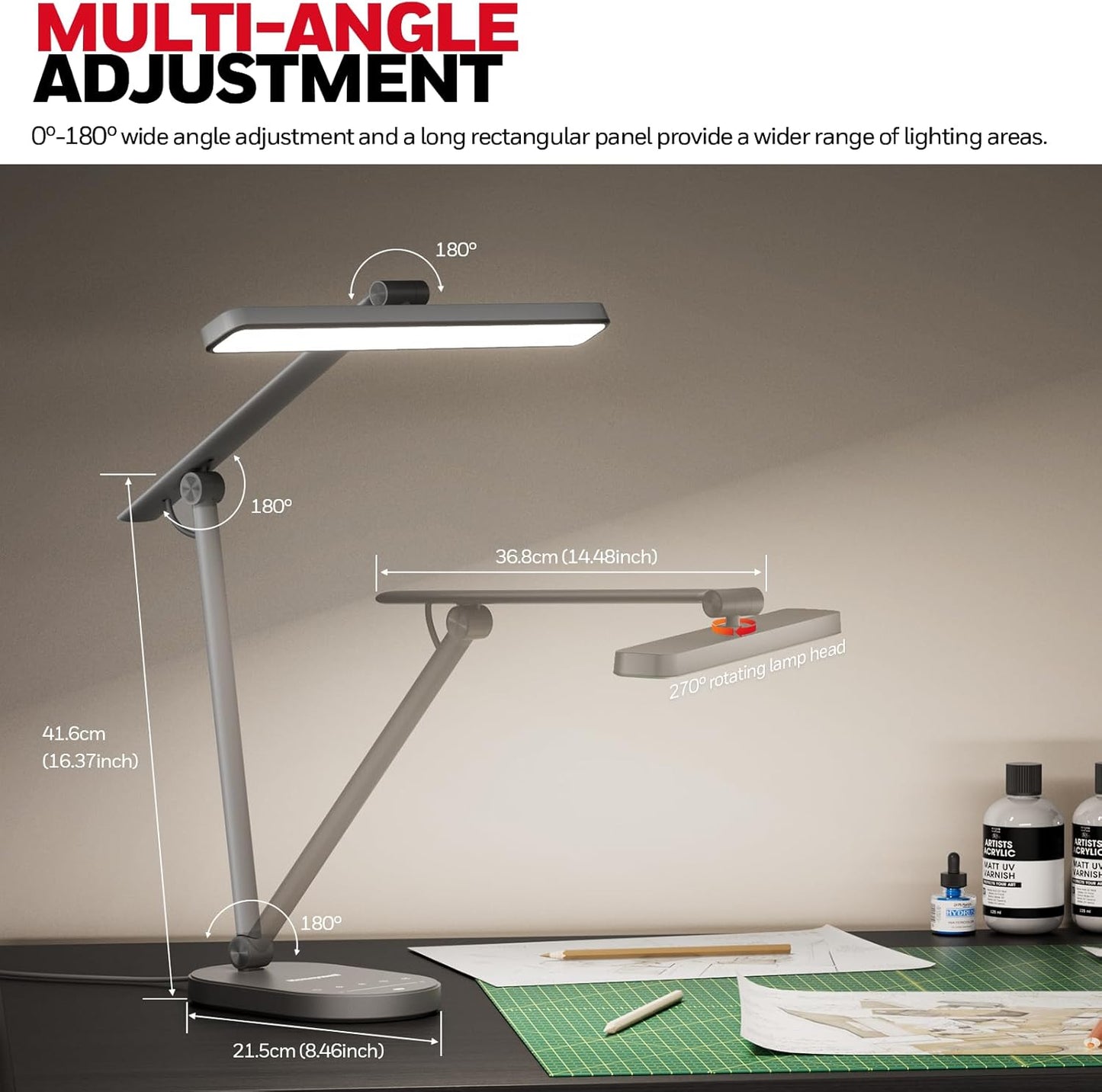 Honeywell Desk Lamp for Home Office, H4 Sunturalux™ Eye-Caring LED Desk Light, 700LM Dimmable Desk Lamp with Timer, Adjustable Desk Reading Light, Touch Auto Dimming Table Lamp for Study, Bedroom - Lumora Desk